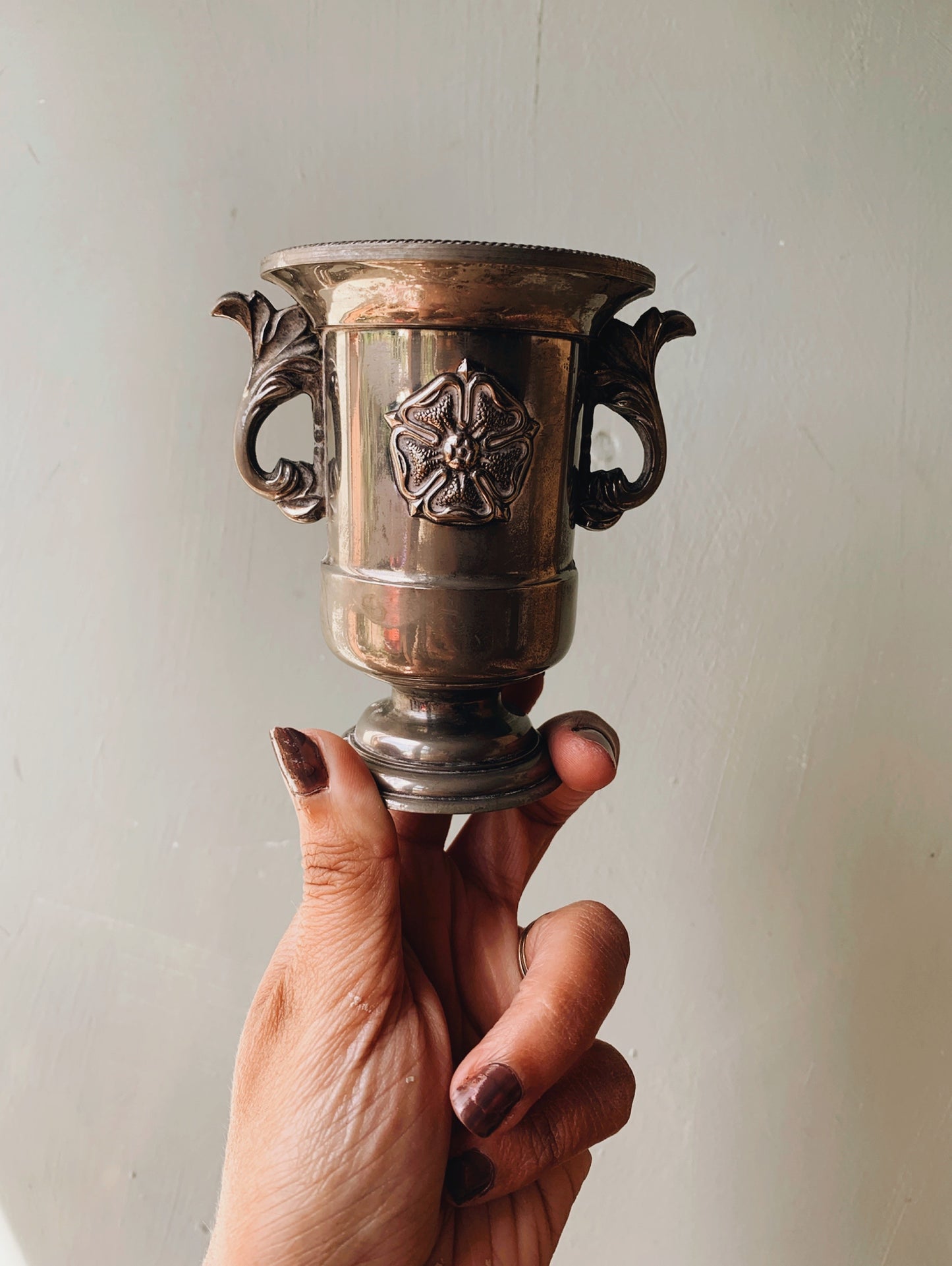 Antique Rosa Crested Urn