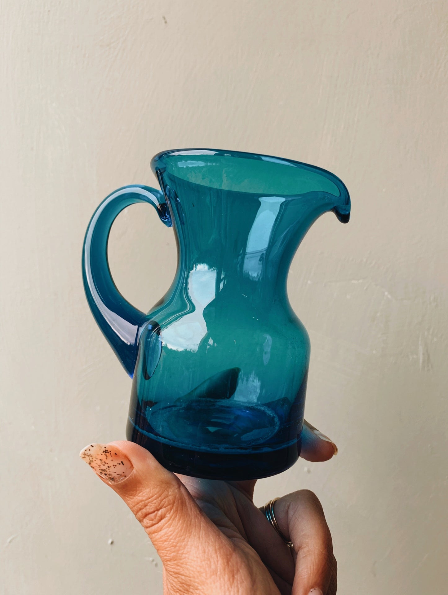 Retro Mid~Century Blue Glass Jug