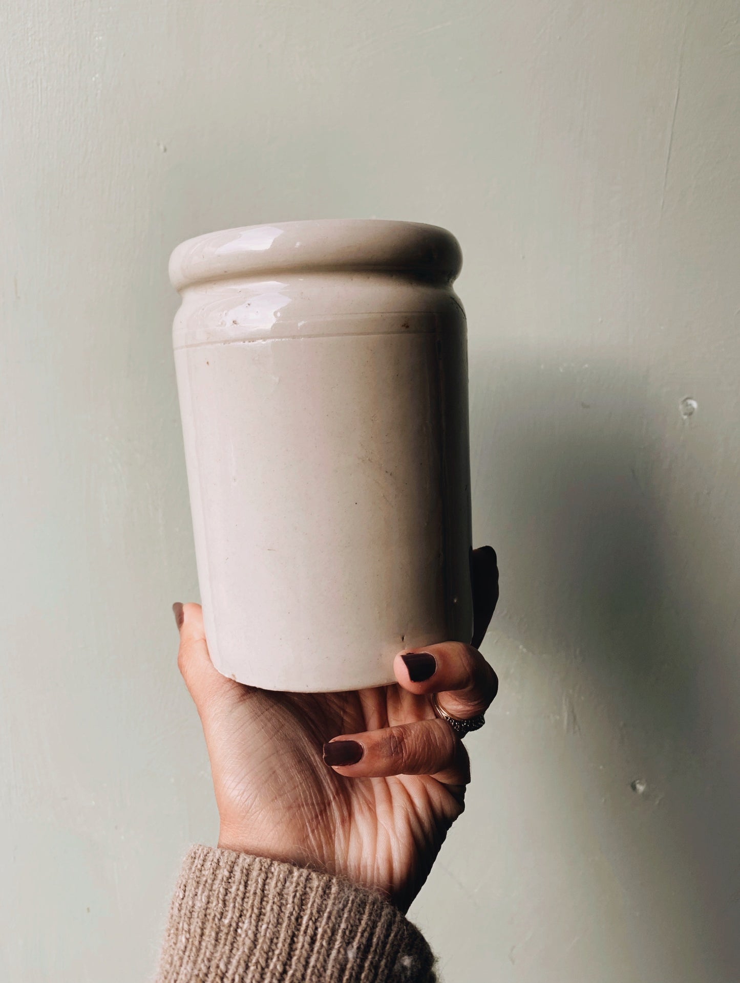Antique Extra Large Stamped (FMF) Pot ~ salt glaze