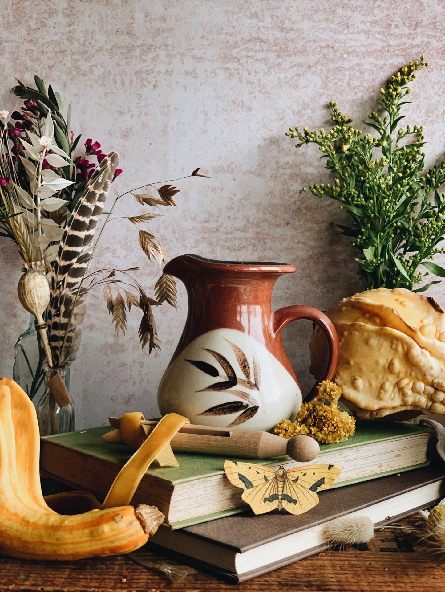 Rustic Botanical Terracotta Jug