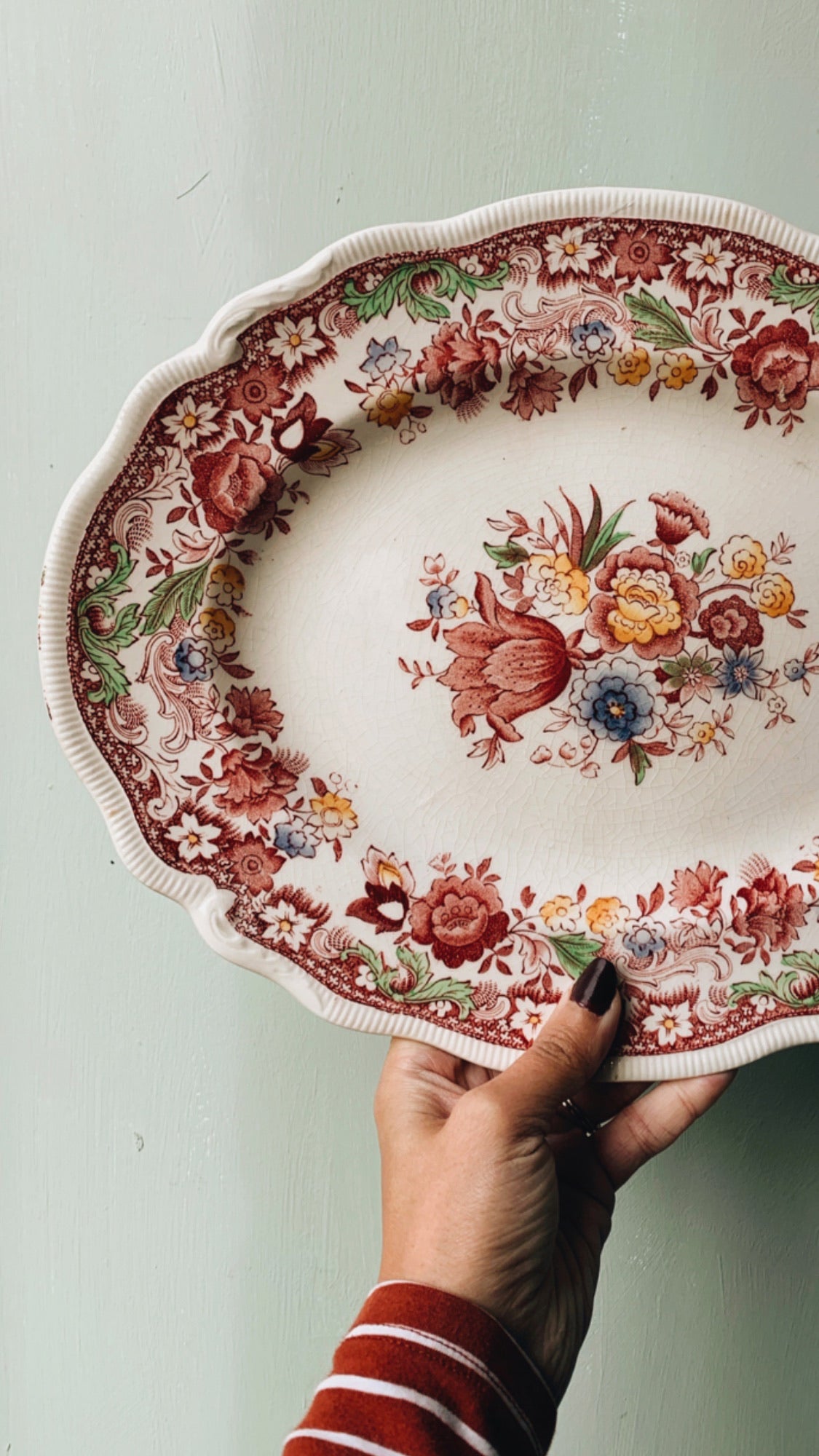 Vintage Pink Floral Johnson & Bro’s Serving Dish