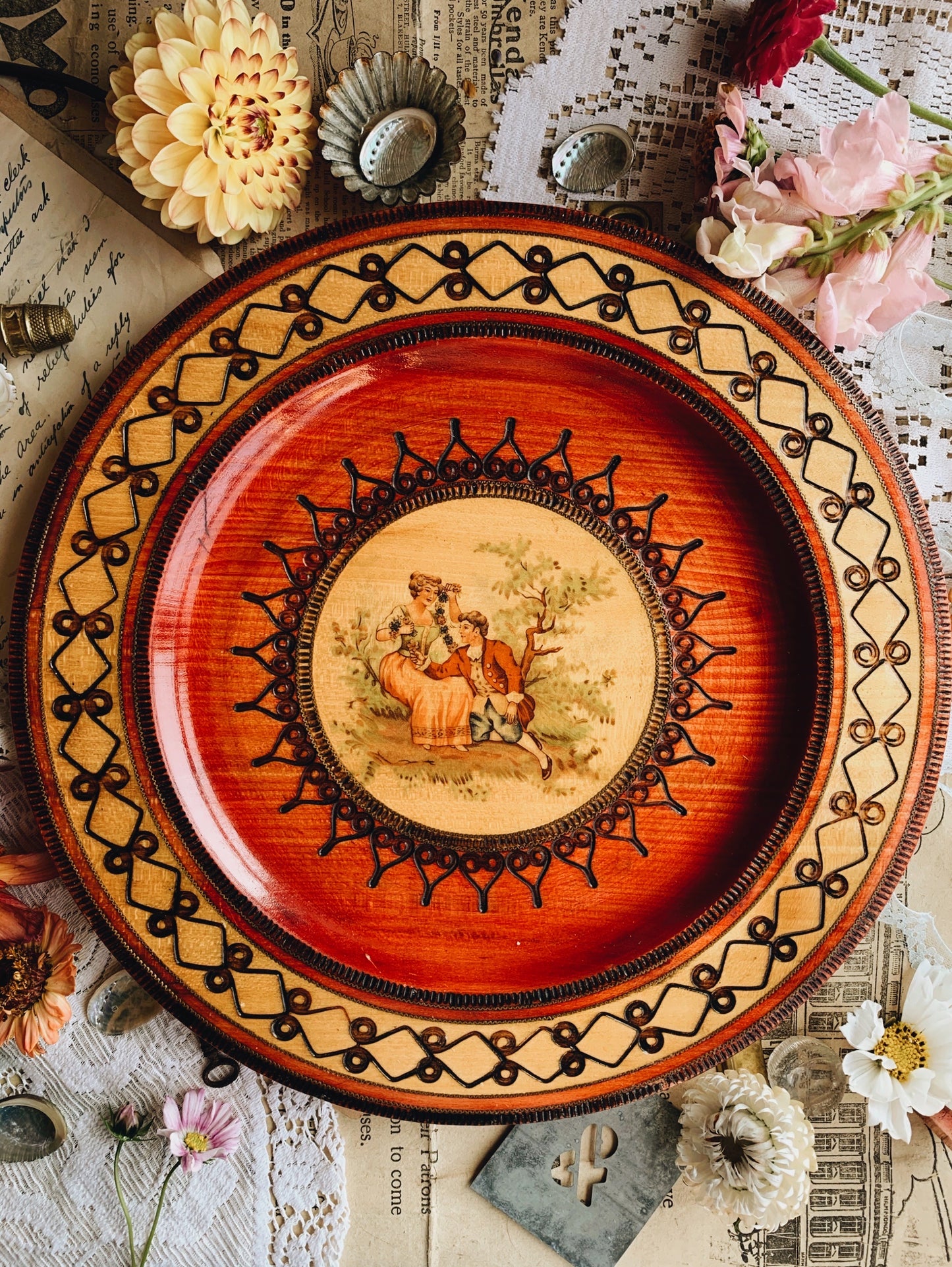 Vintage Wooden Whimsical Narrative Wall Piece