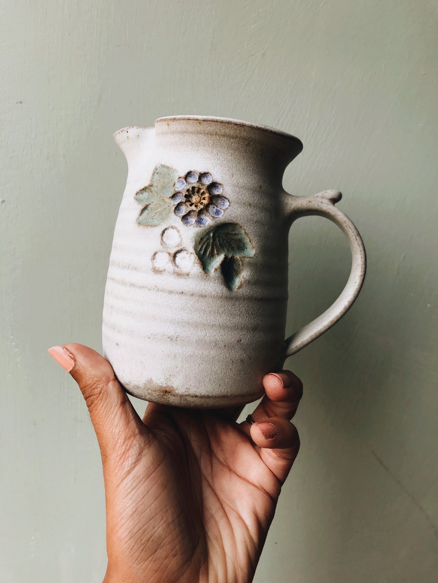 Rustic Hand~thrown Floral Jug / Vase