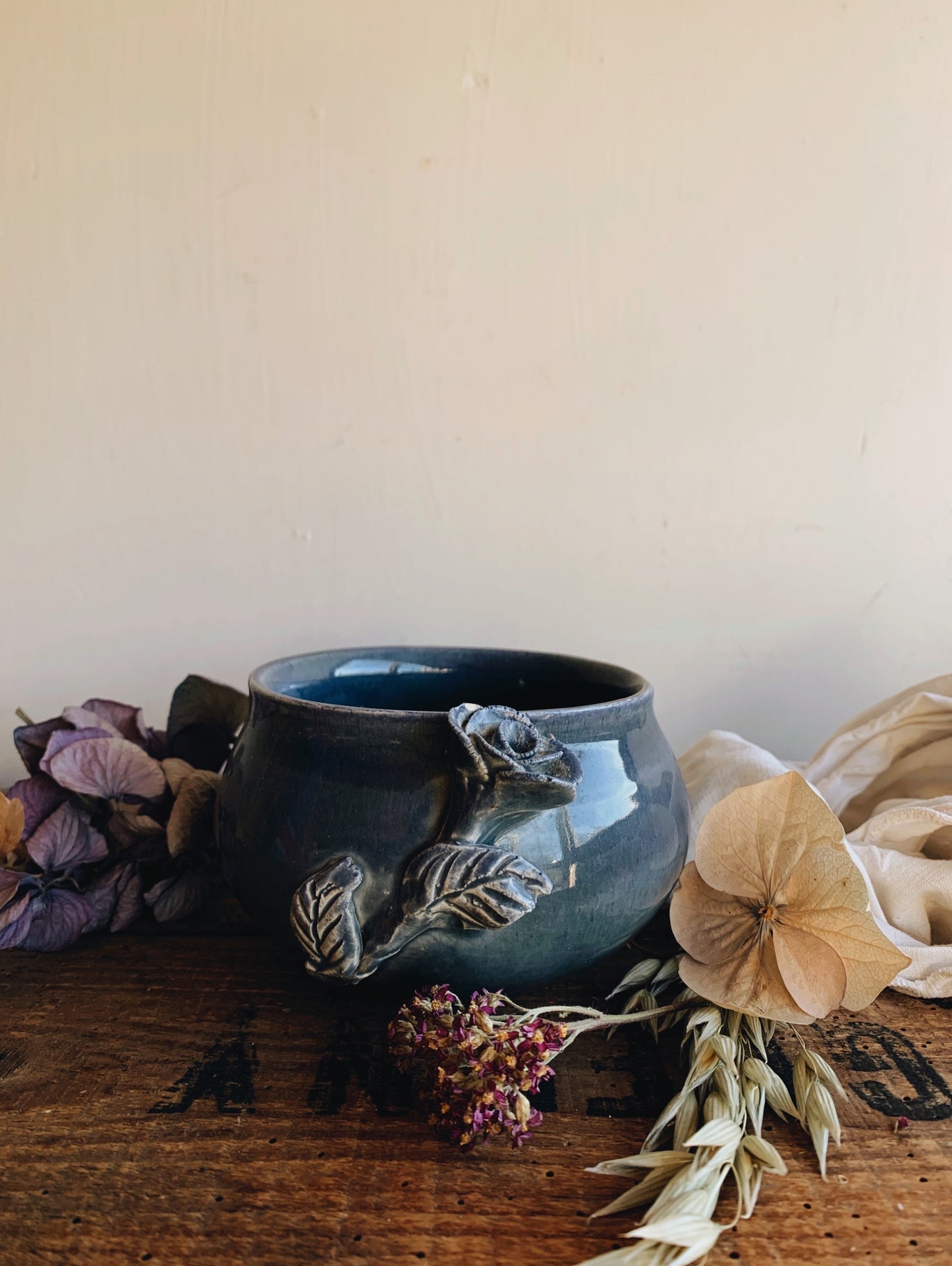 Vintage Rustic Hand~thrown / Cast Blue Dish