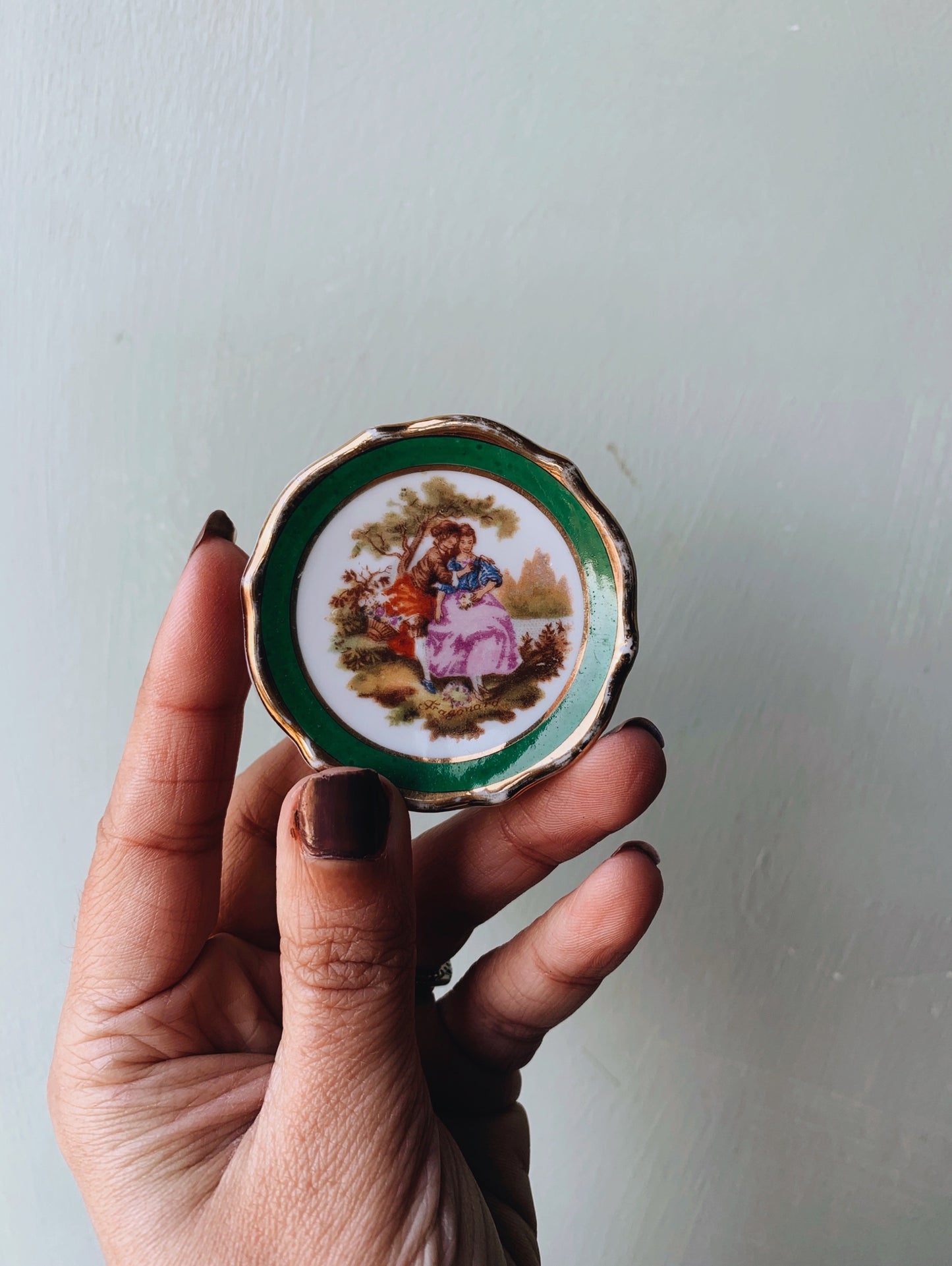 Vintage Green Gilt Whimsey Dish (two varying sizes sold separately)