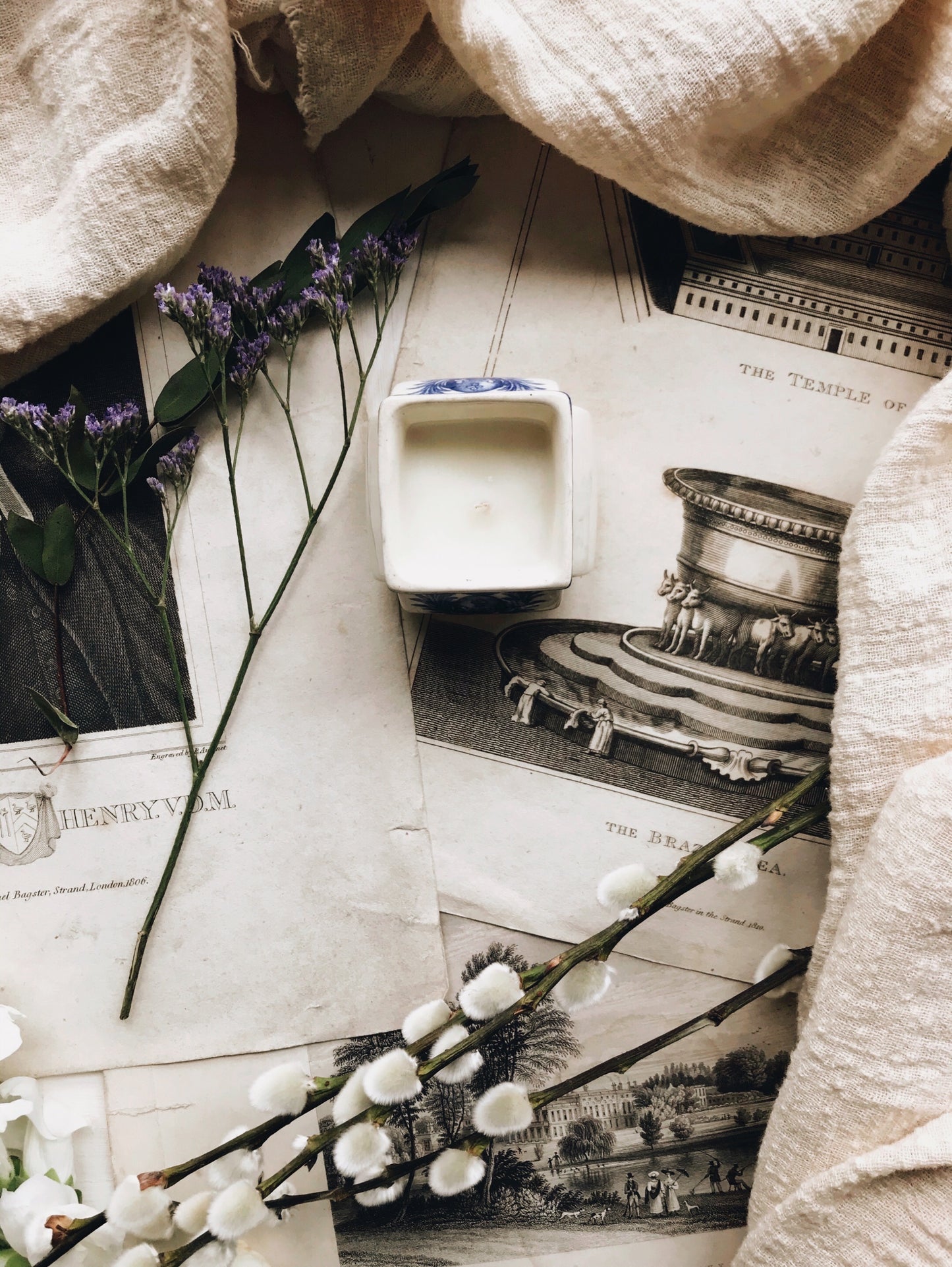Vintage French Blue Pot ~ Timeless Candle Clearing Sage, Eucalyptus, Lavender, Orange, Cedar Wood & Oak Moss - Stone & Sage