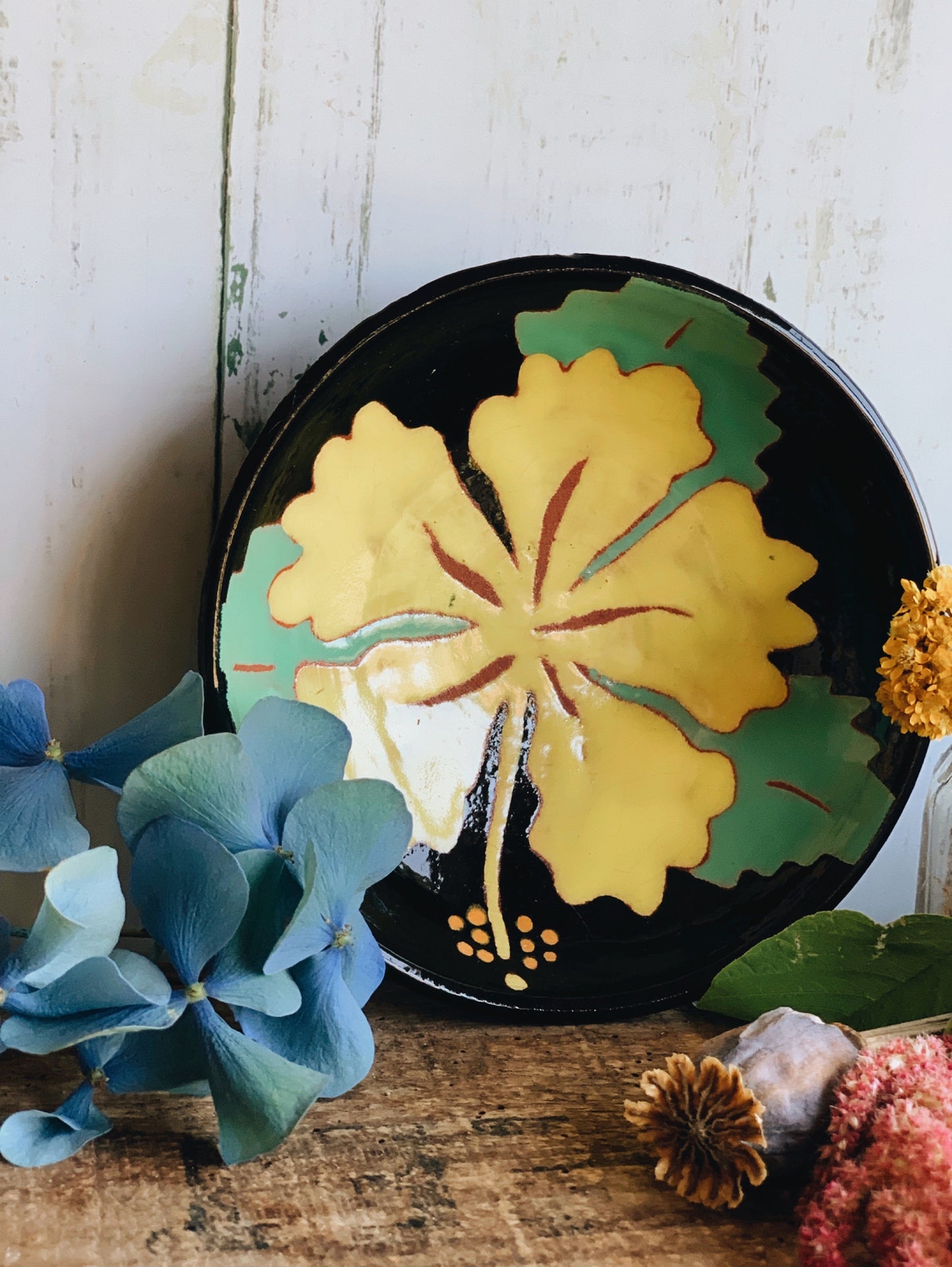 Rustic Terracotta Yellow Flower Bowl