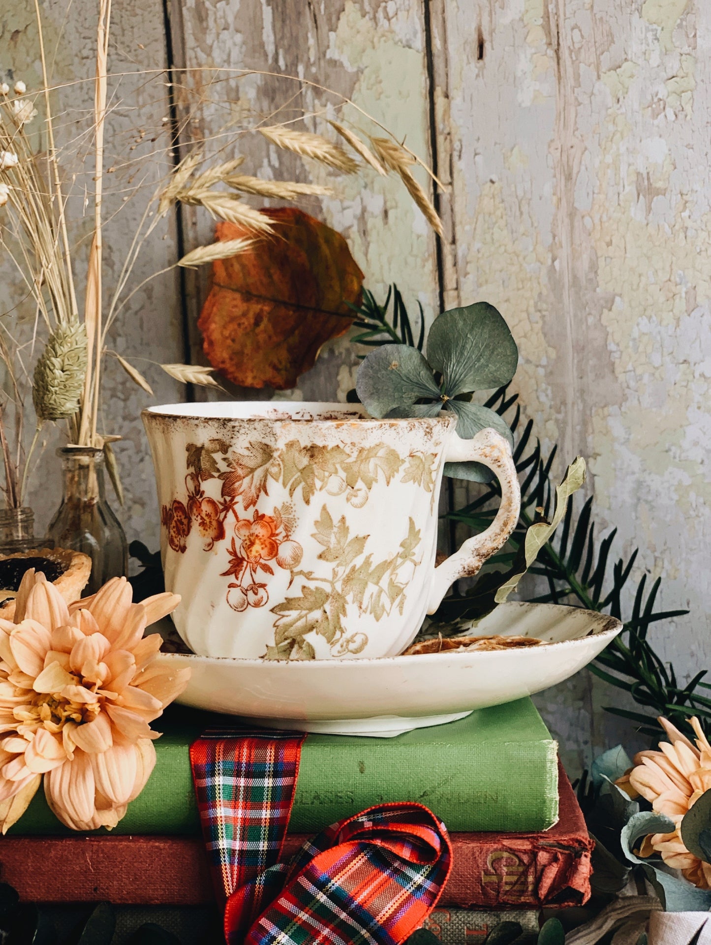 Antique Festive Cup & Saucer