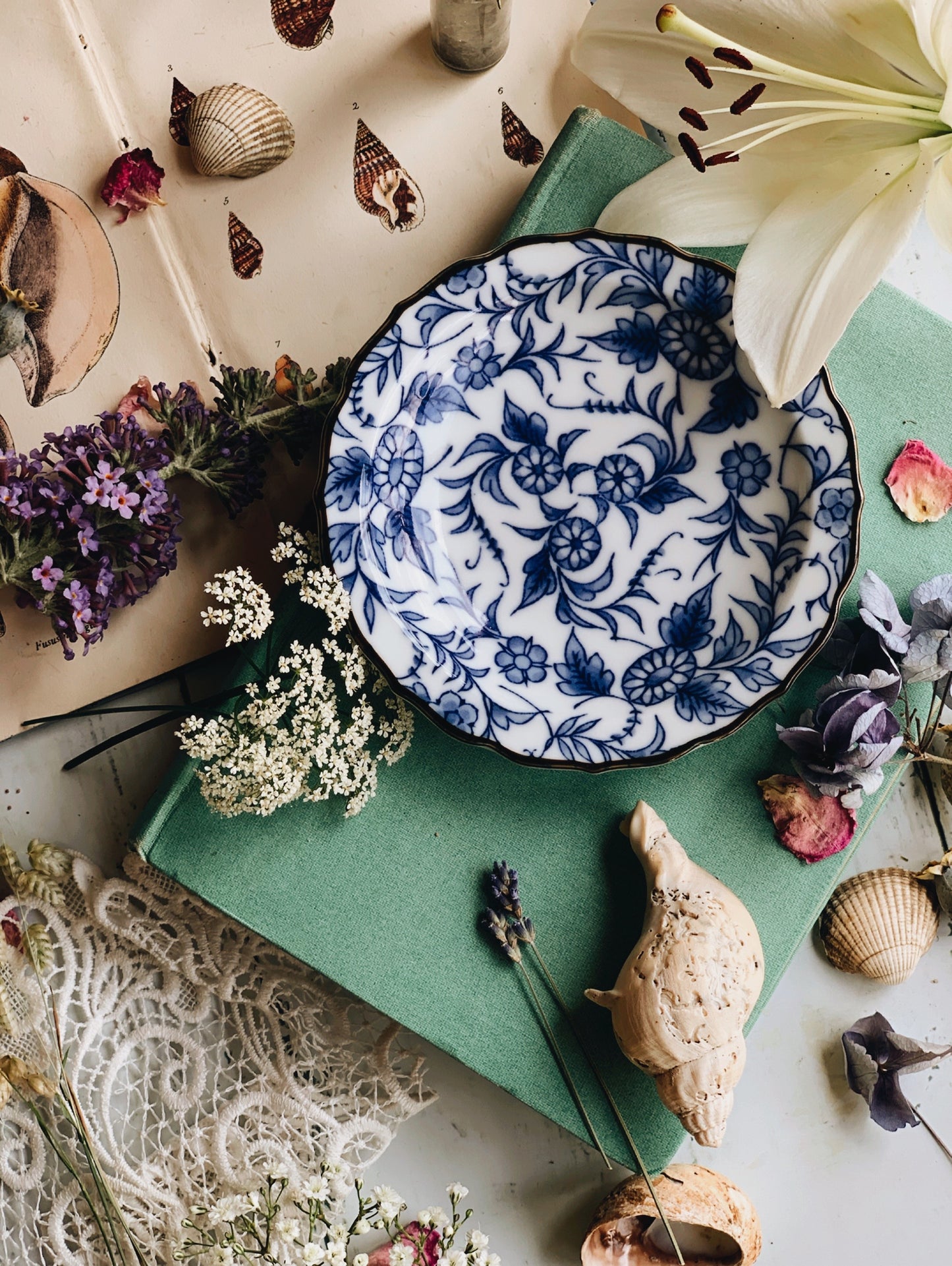 Vintage Blue & White Oriental Plate