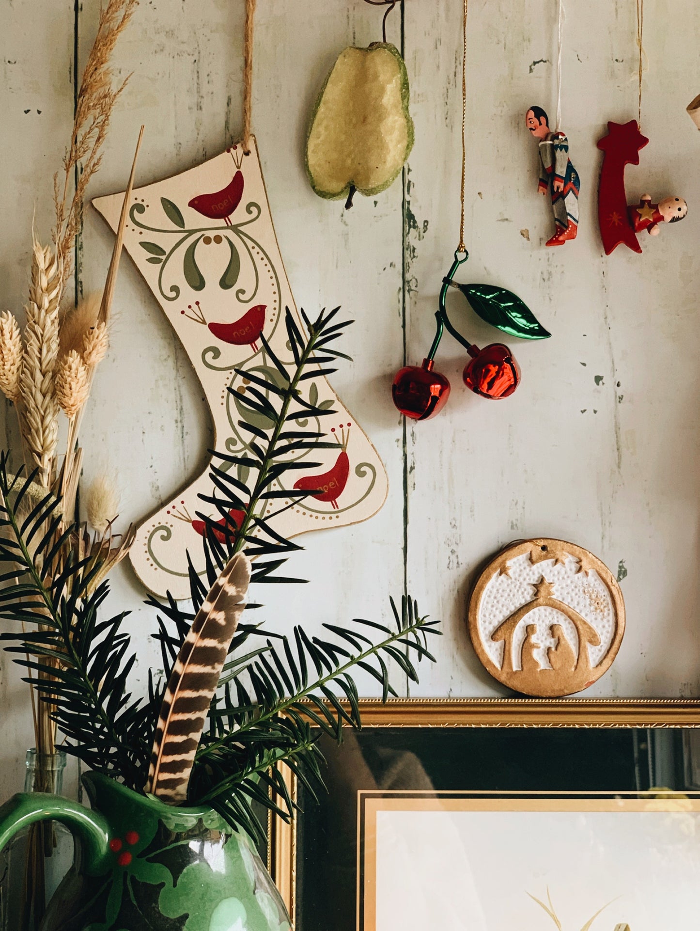 Preloved Large Wooden Stocking Decoration