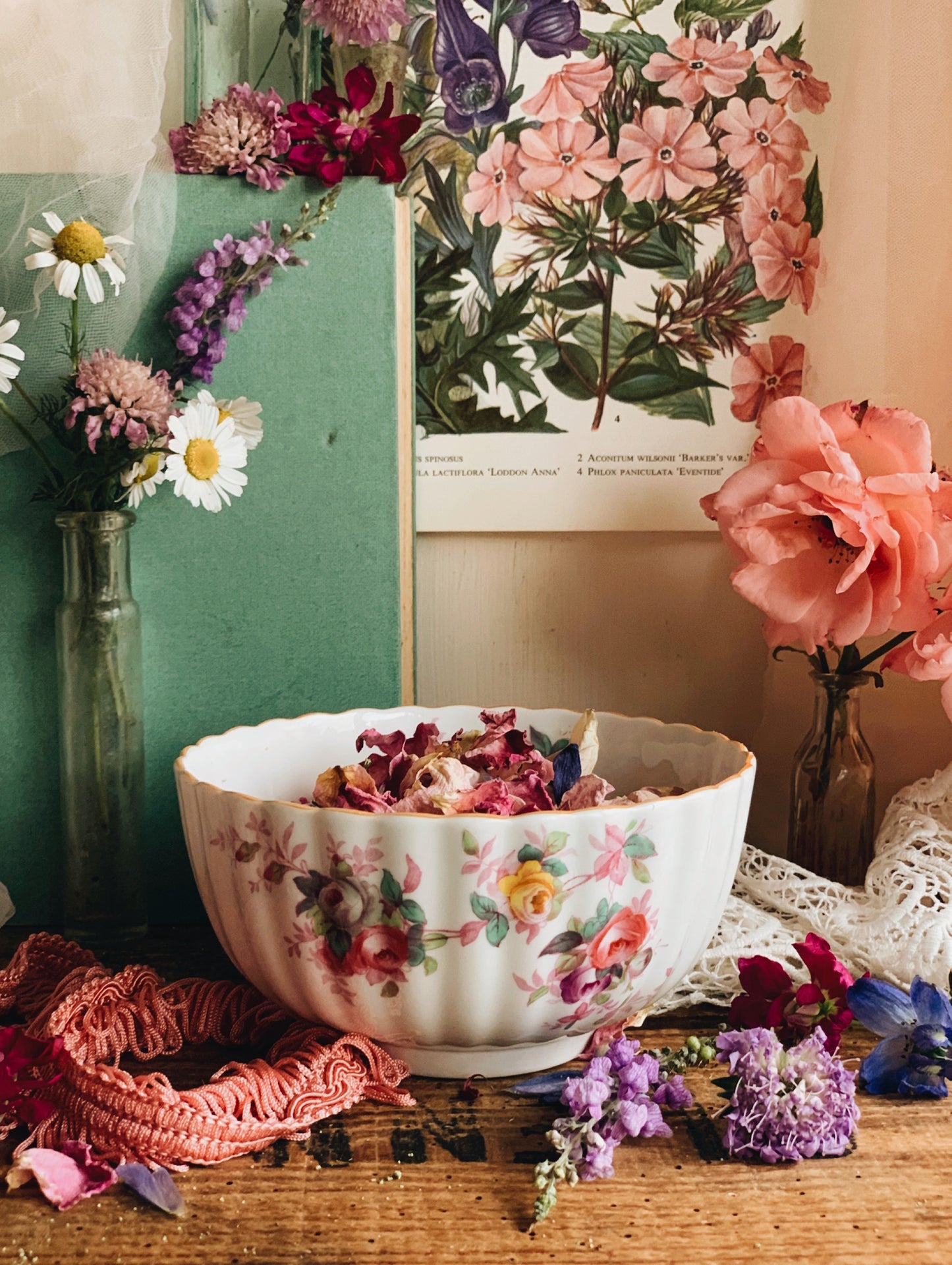 Kitsch Floral Spode Scalloped Bowl