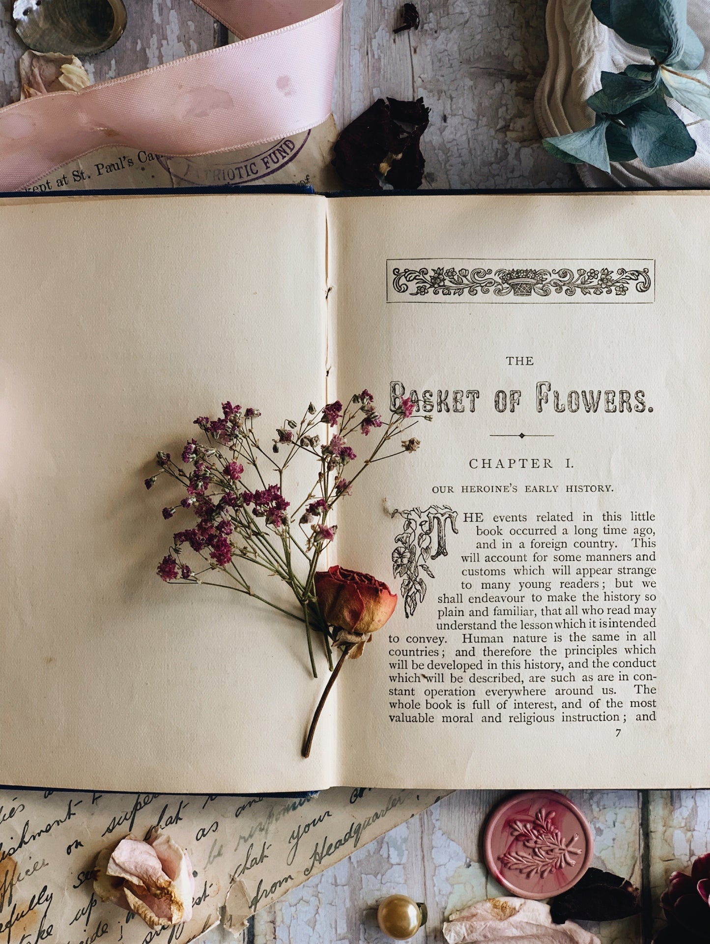 Antique “The Basket of Flowers” Book (Houston & Sons London)