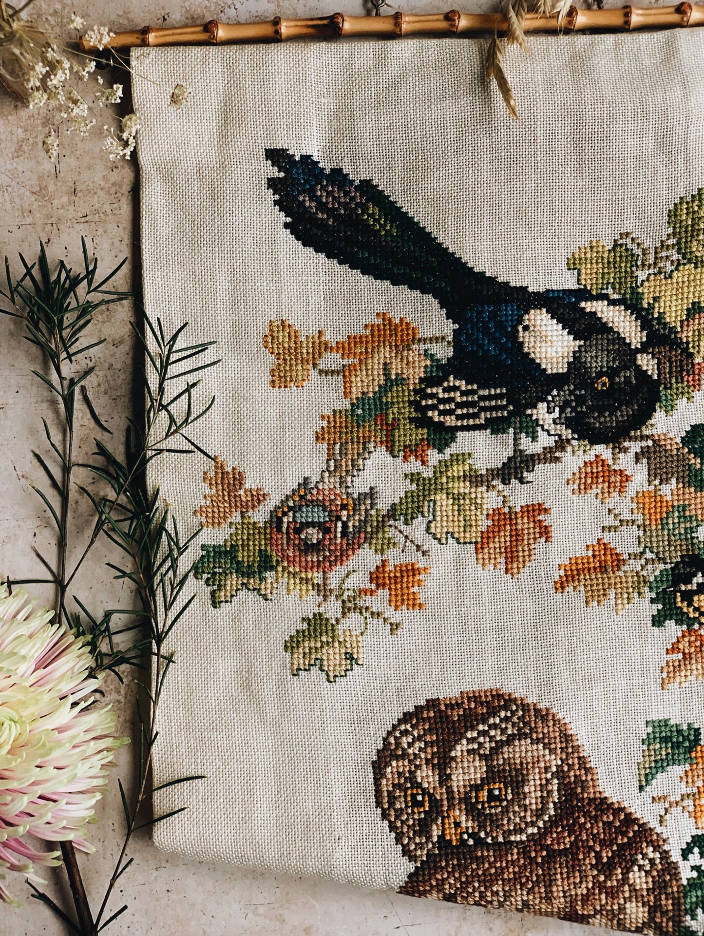 Large Vintage Bird Tapestry