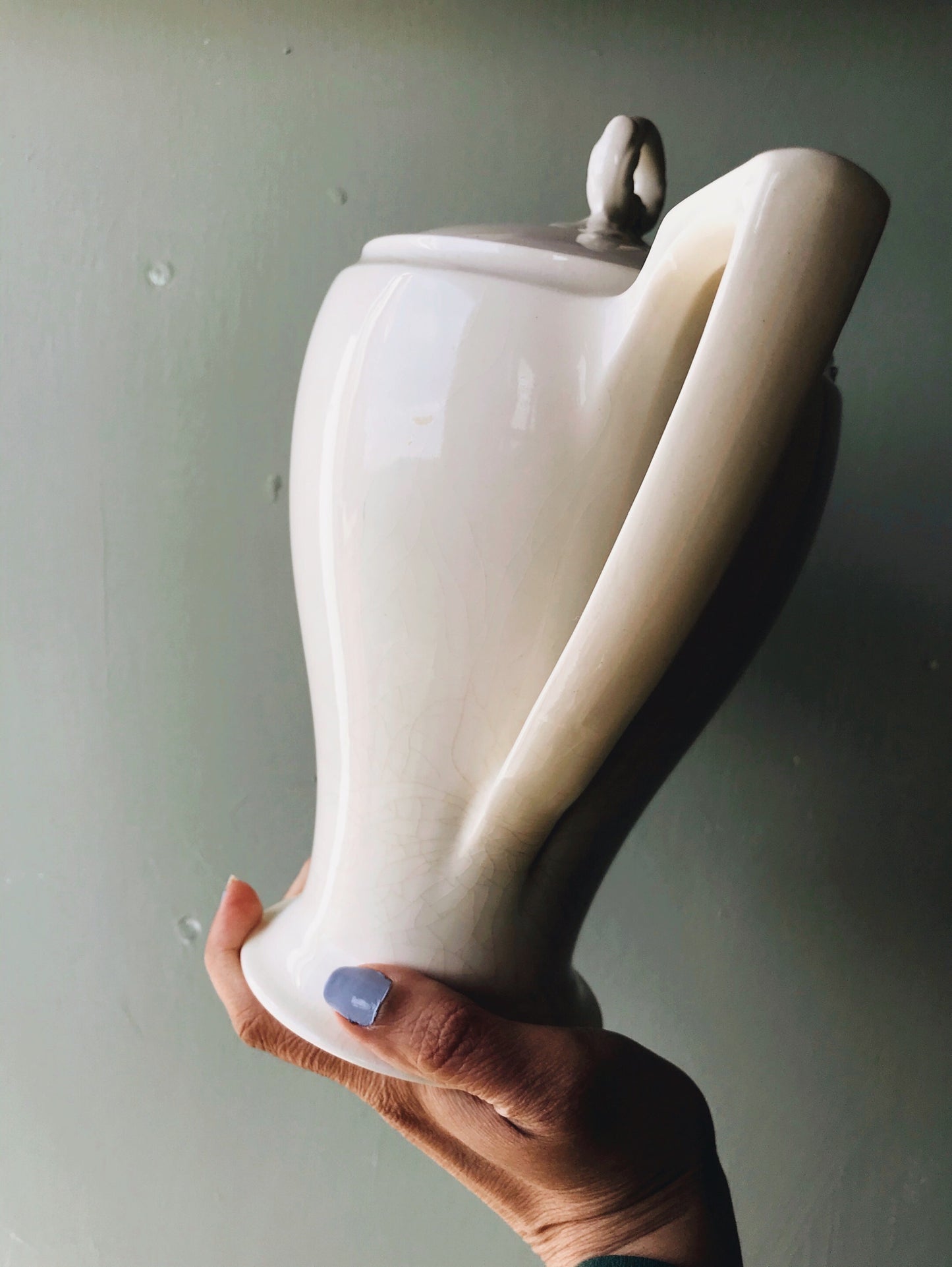 Vintage 1920s Art Deco Myotts Cream Coffee Pot - Stone & Sage