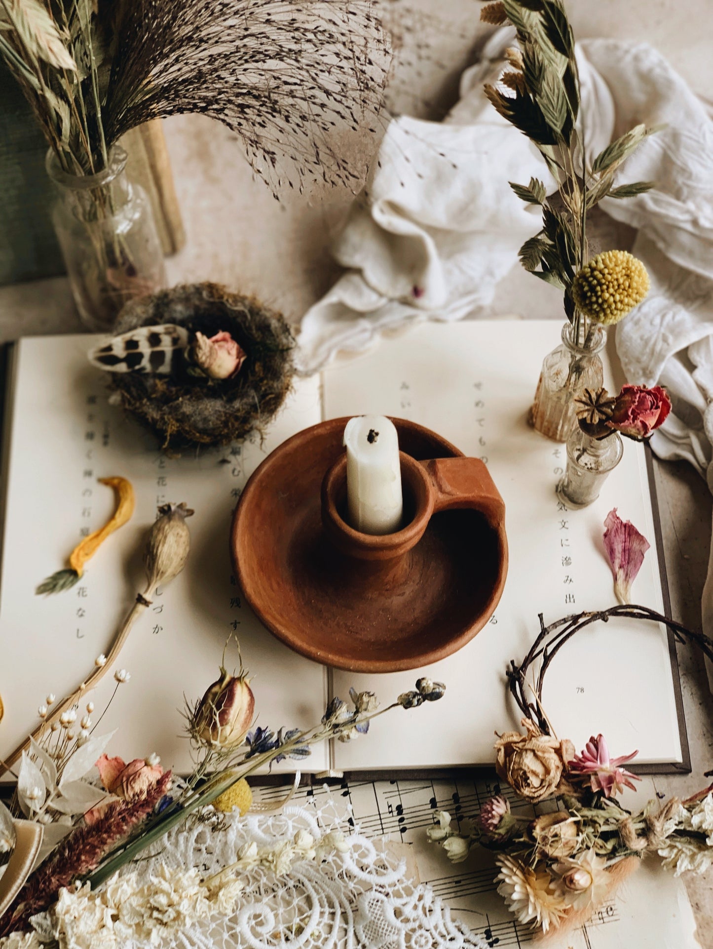 Rustic Hand~thrown Terracotta Candle Holder