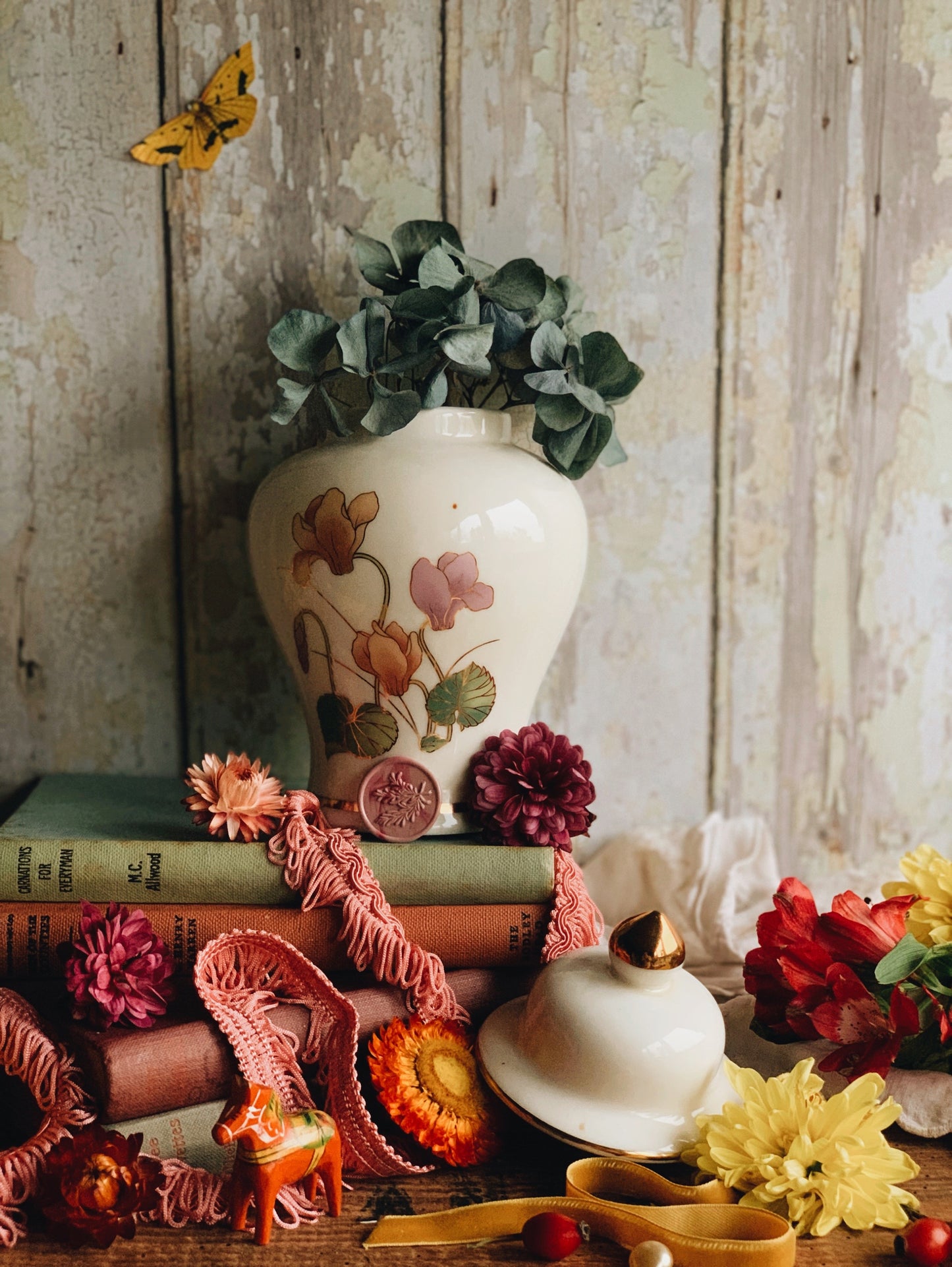 Vintage Floral Japanese Ginger Jar