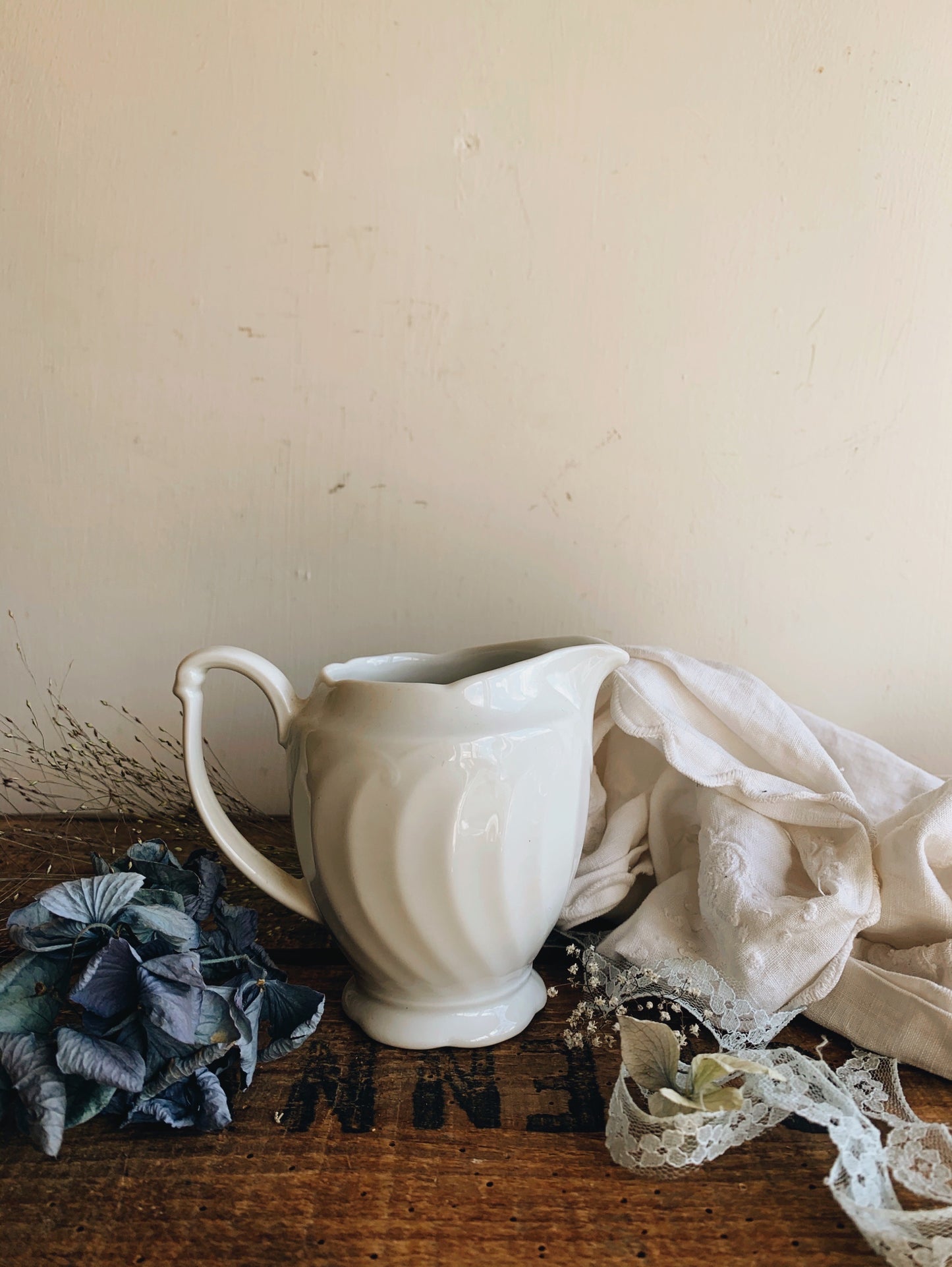 Vintage White Milk Jug
