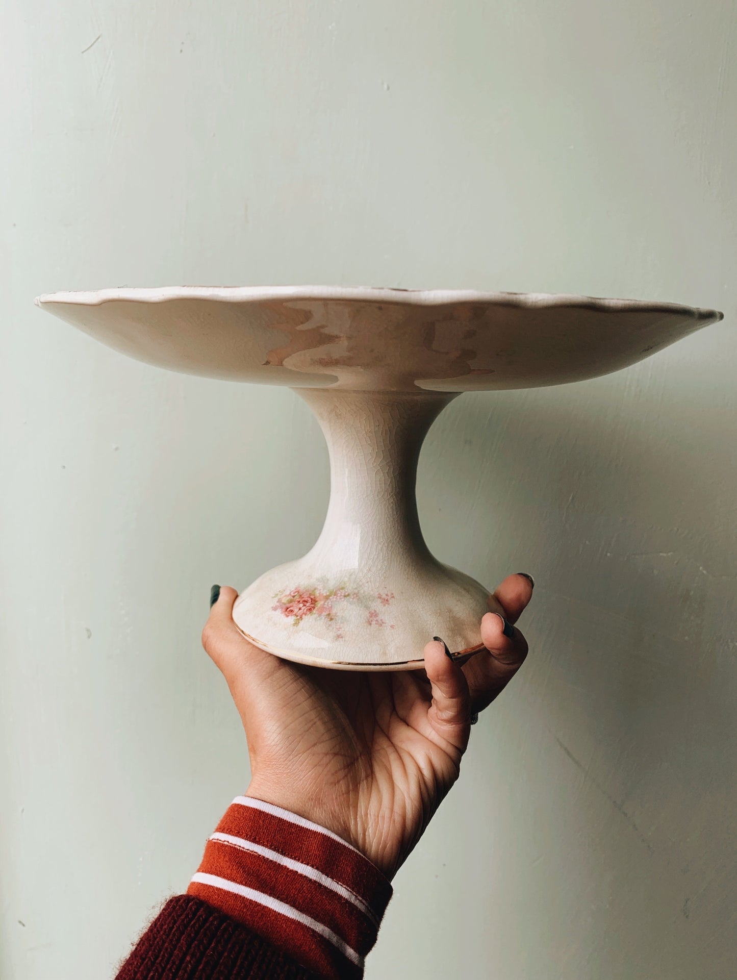 Antique Rose & Gilt Cake Stand (UK shipping only)