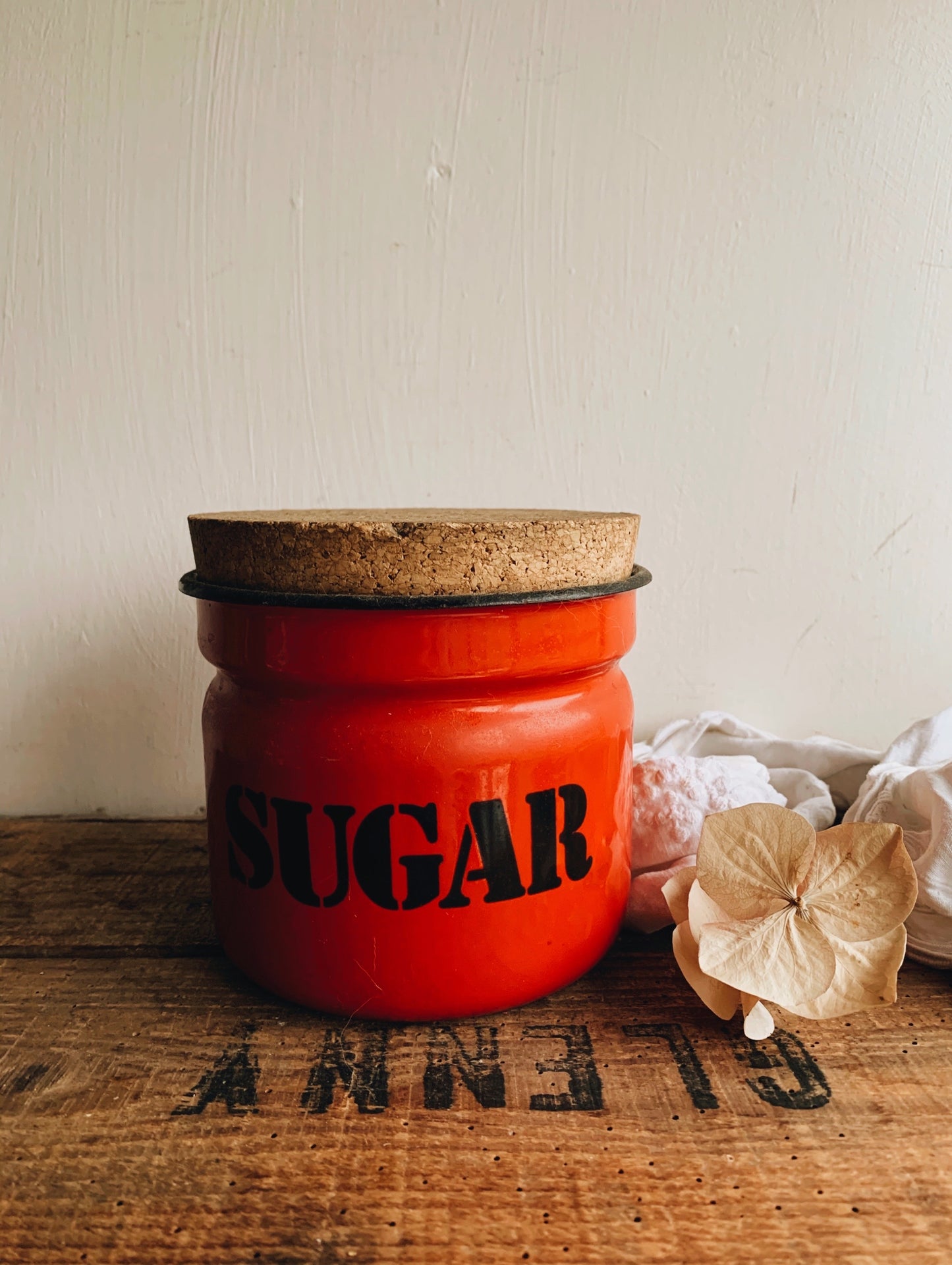 1960’s Polish Red Sugar Enamel Storage Jar