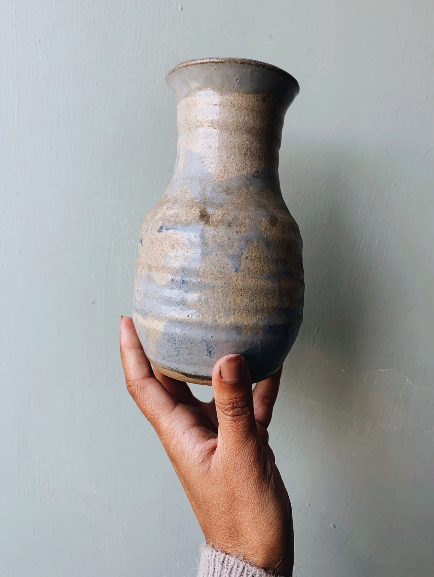 Rustic Hand~thrown Blue Glazed Vase