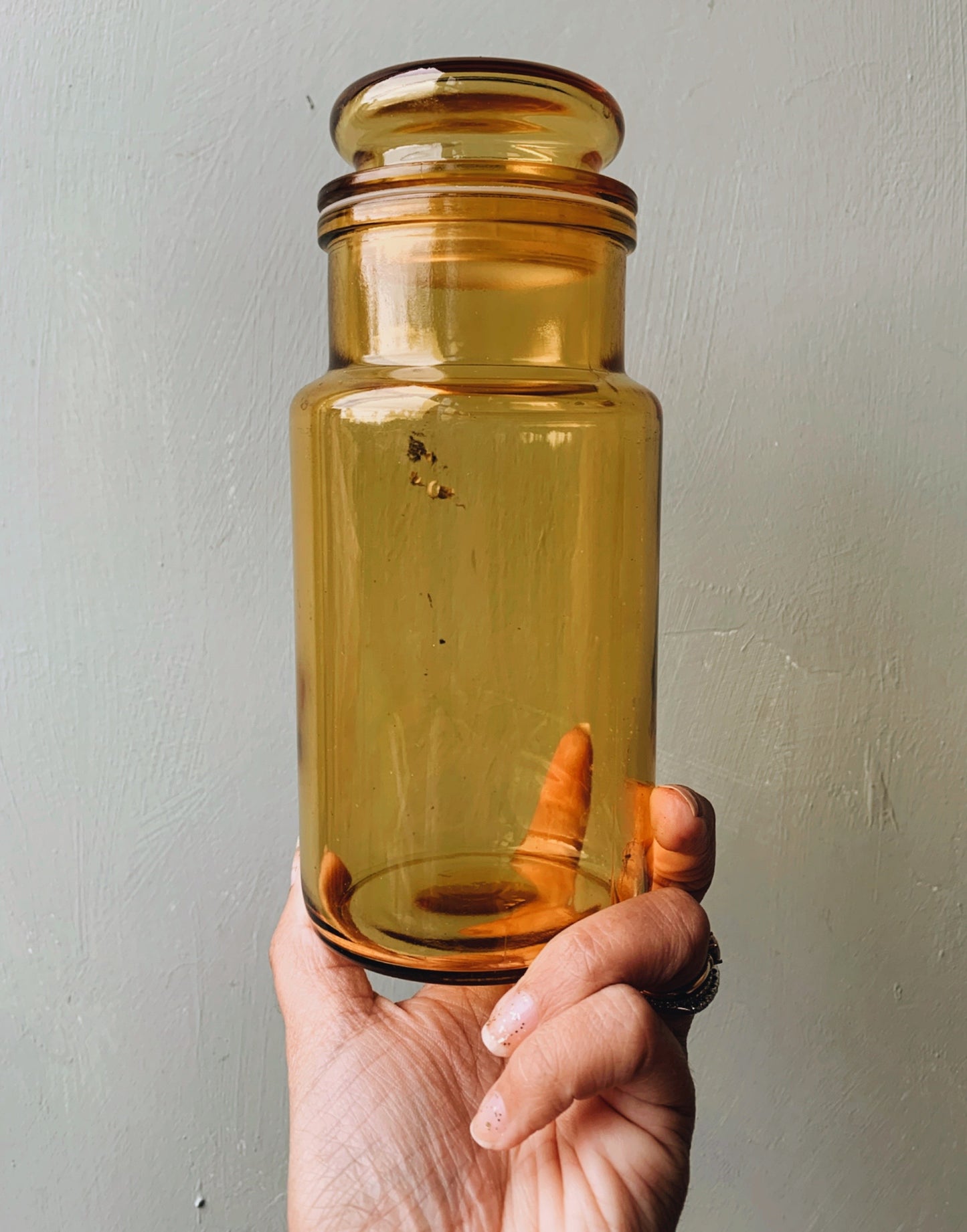 Large Retro Yellow Glass Jar