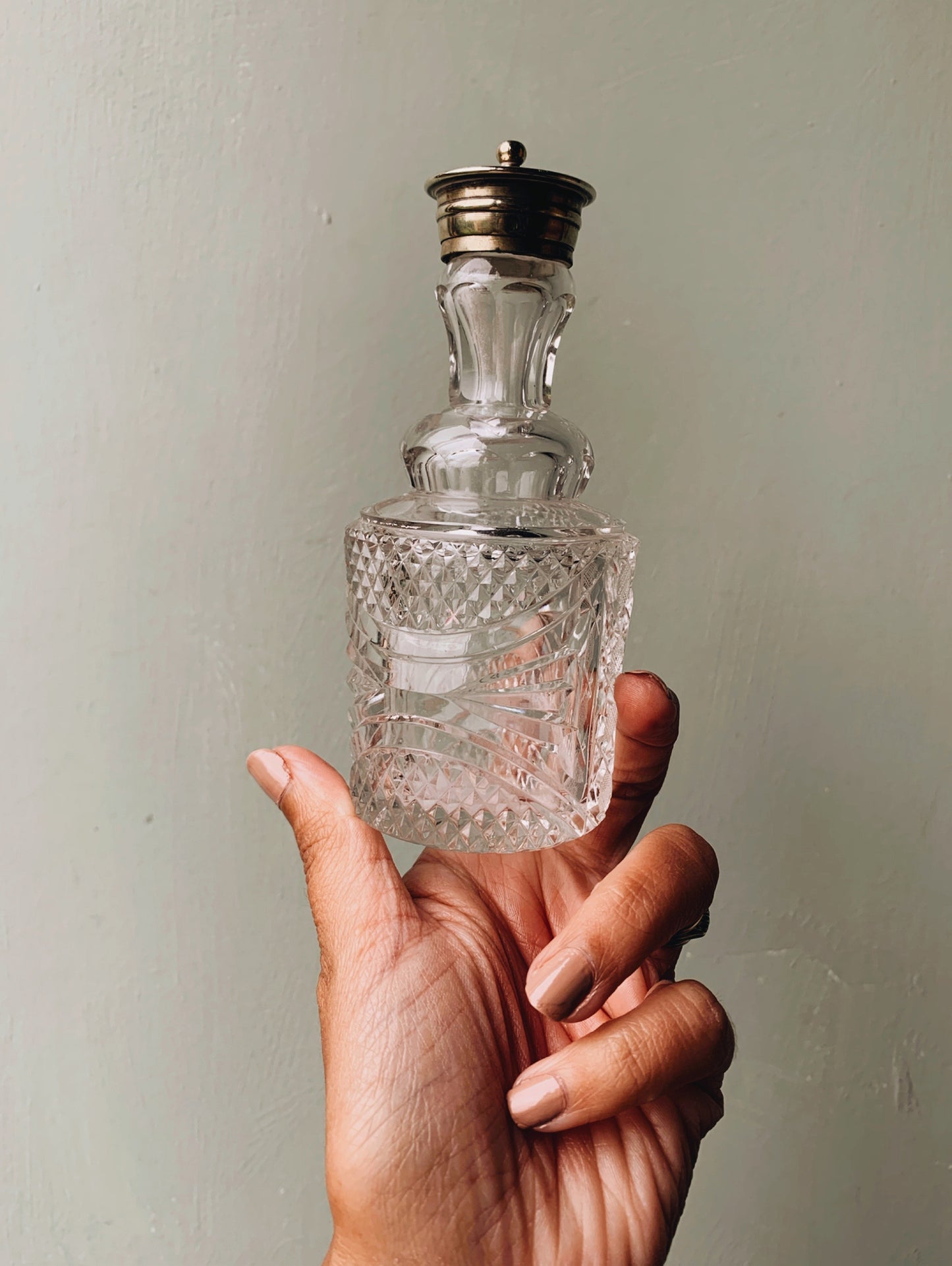 Antique Victorian Glass / Silver Shaker