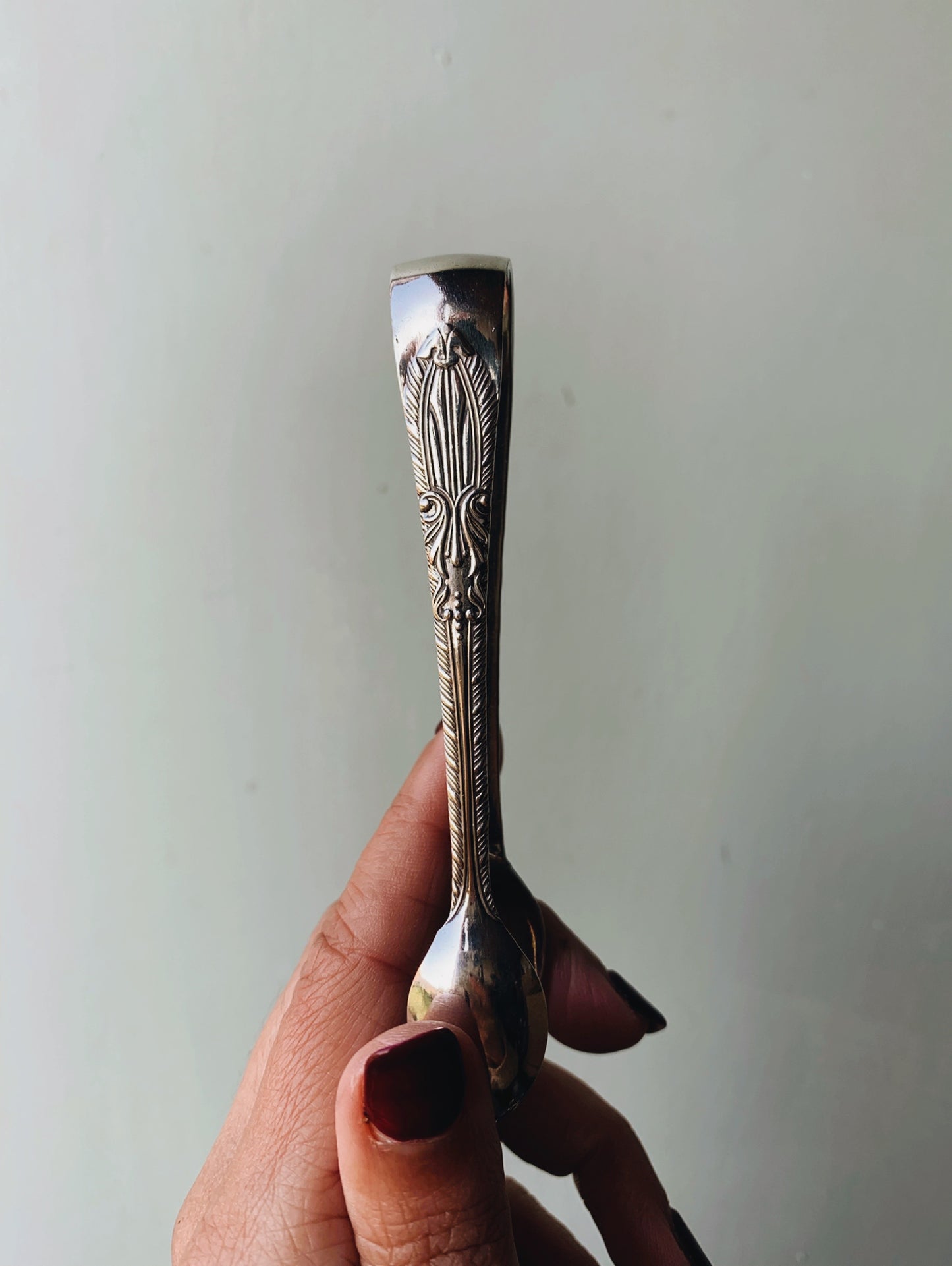 Antique Silver Sugar Bowl & Tongs