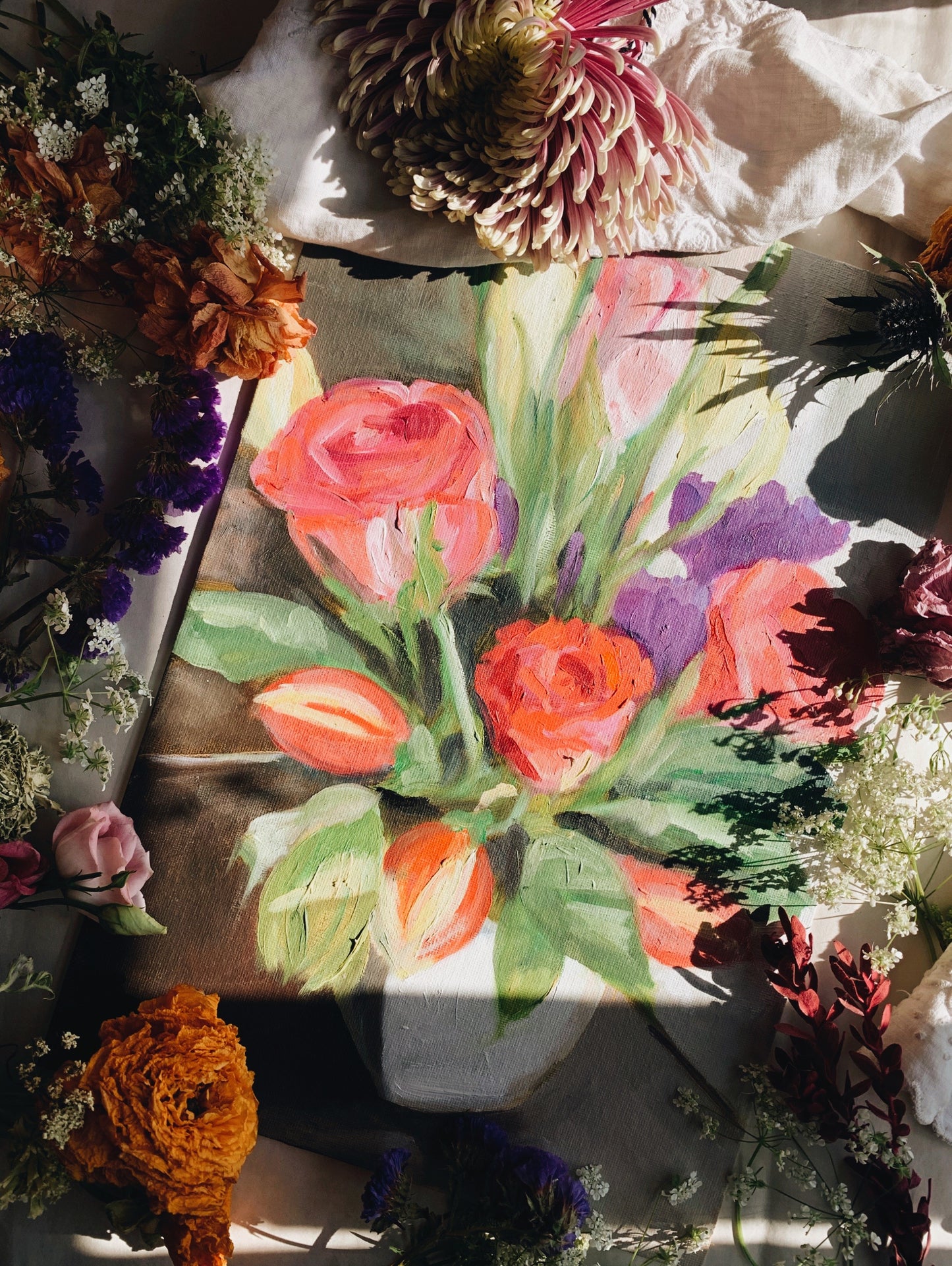 Floral Painting on Board