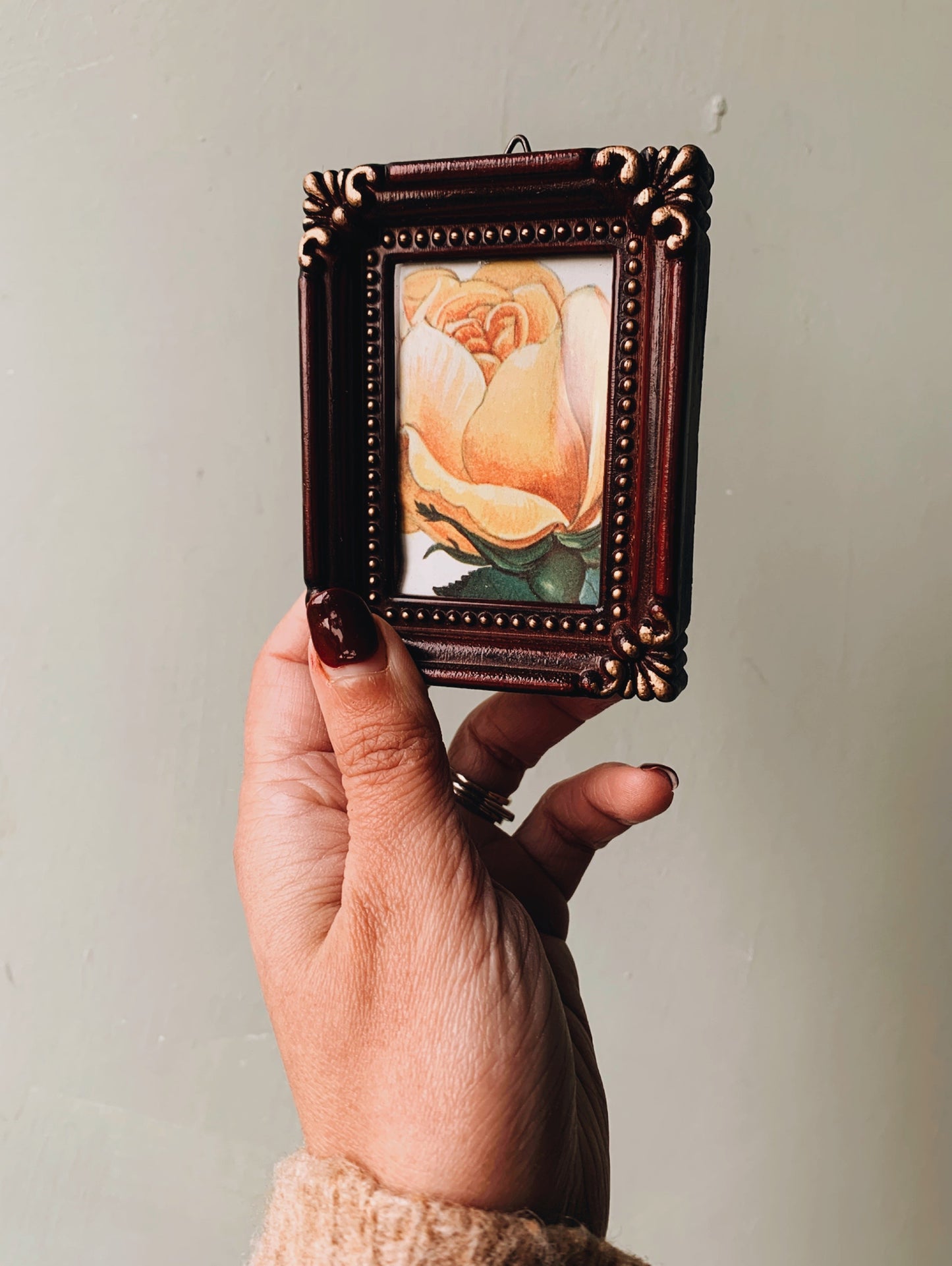 Antique Wooden Frame with 1960’s Rose Bookplate