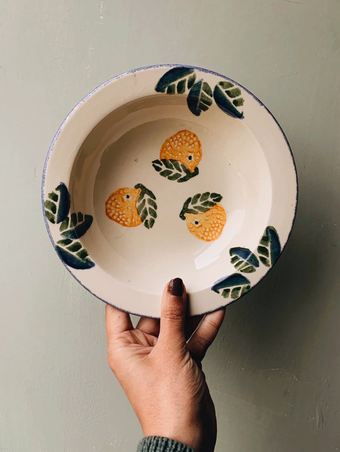 Rustic Poole Hand~painted Lemon Bowl