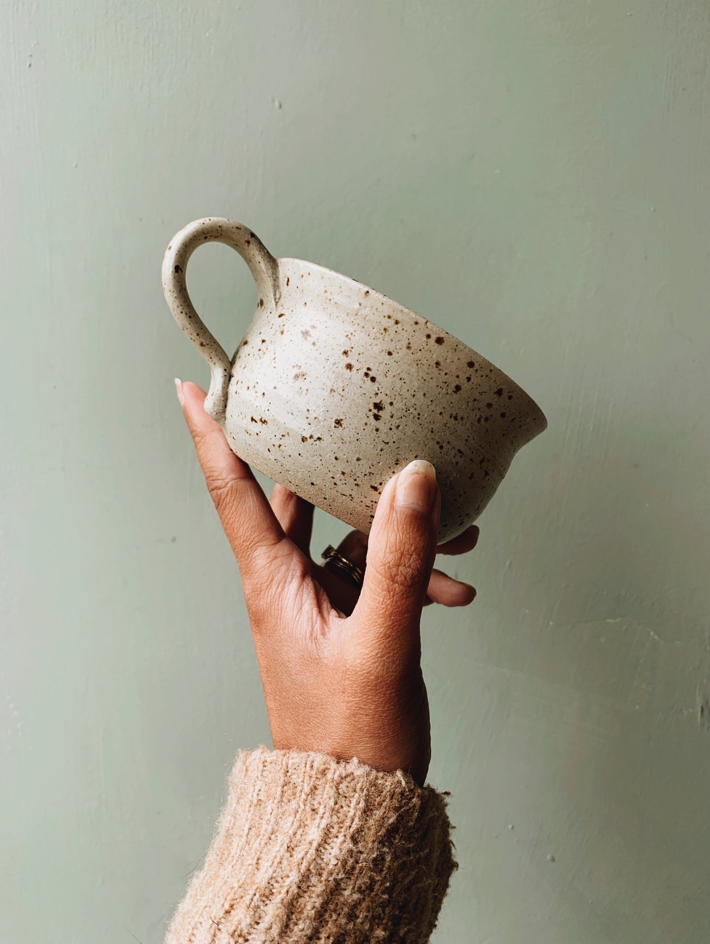 Rustic Hand~thrown Speckle Cup & Saucer (two sets available)