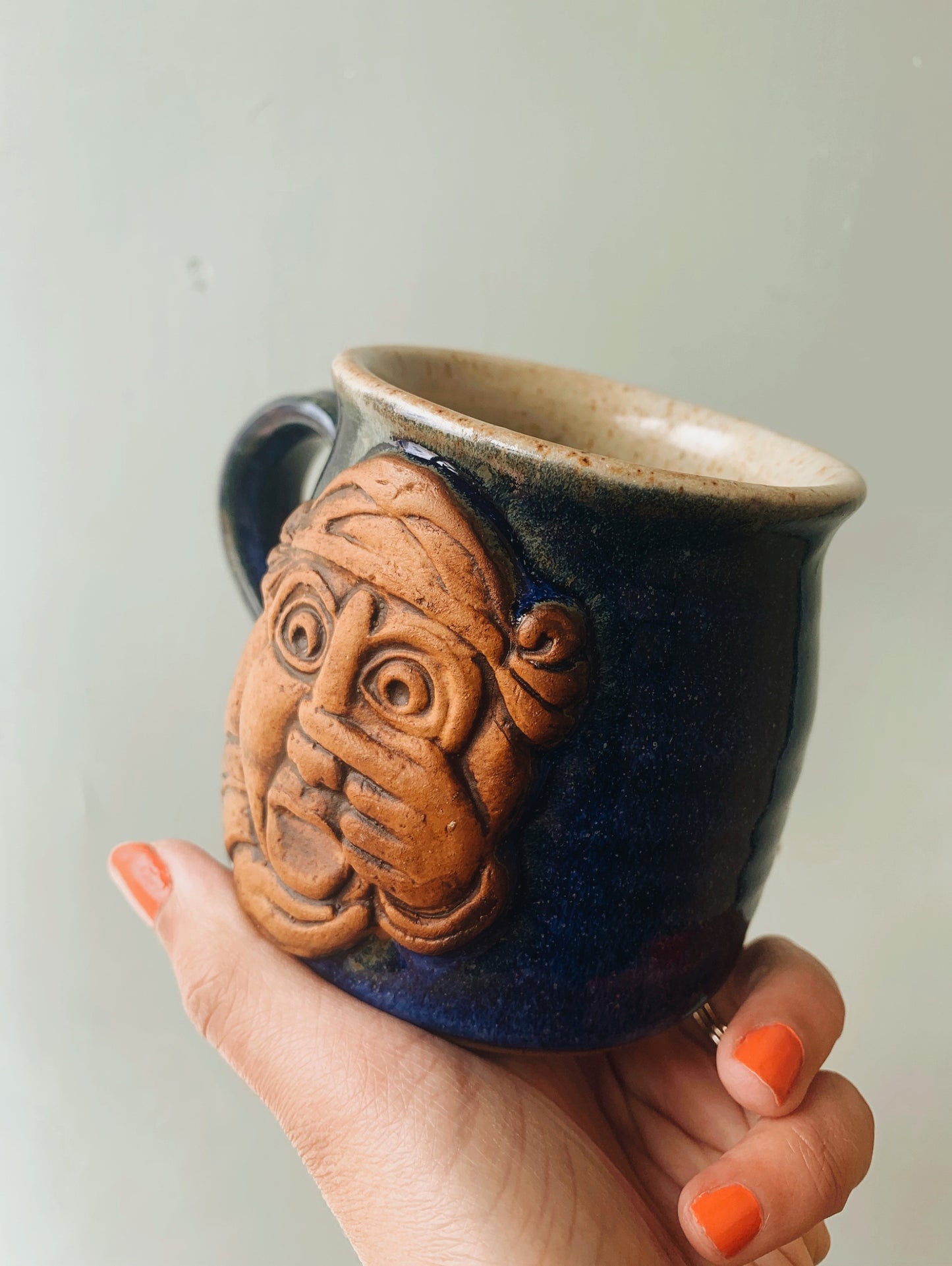 Rustic Hand~thrown Blue Glazed Mug