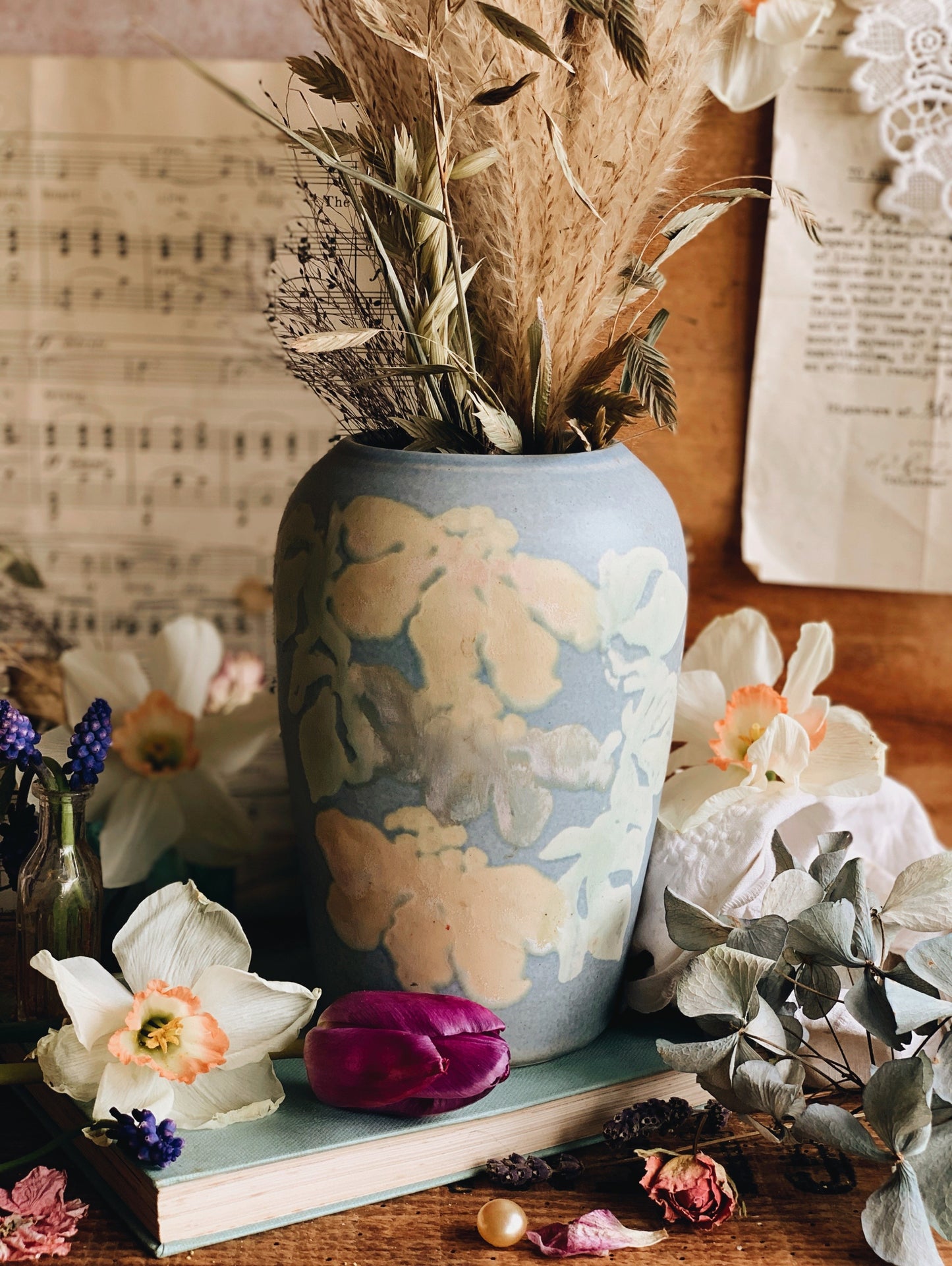 Vintage Hand~painted Floral Vase