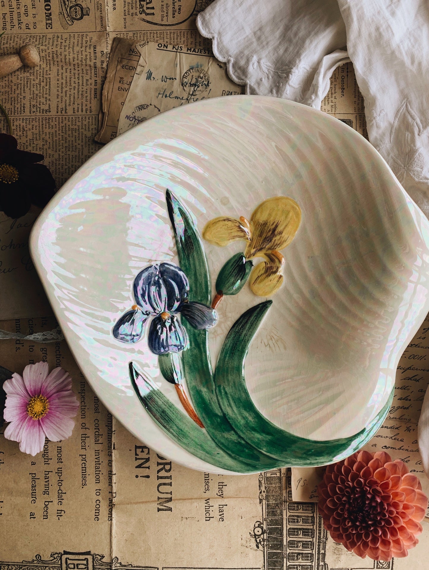 Vintage Floral Shorter & Sons Iridescent Bowl
