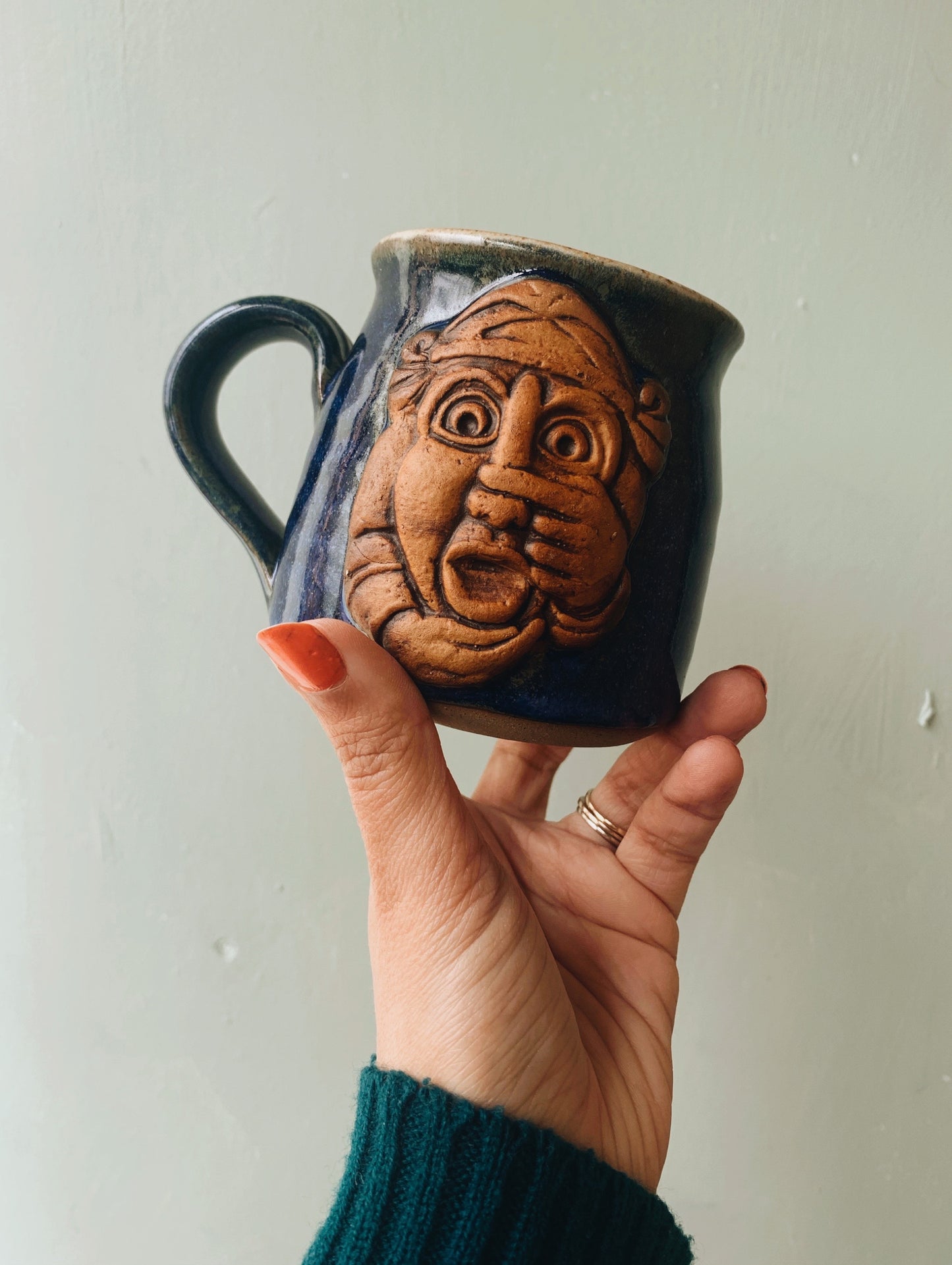 Rustic Hand~thrown Blue Glazed Mug