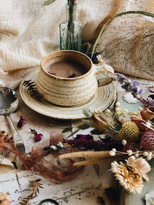 Rustic Speckle Hand~thrown Cup & Saucer (two available sold separately)