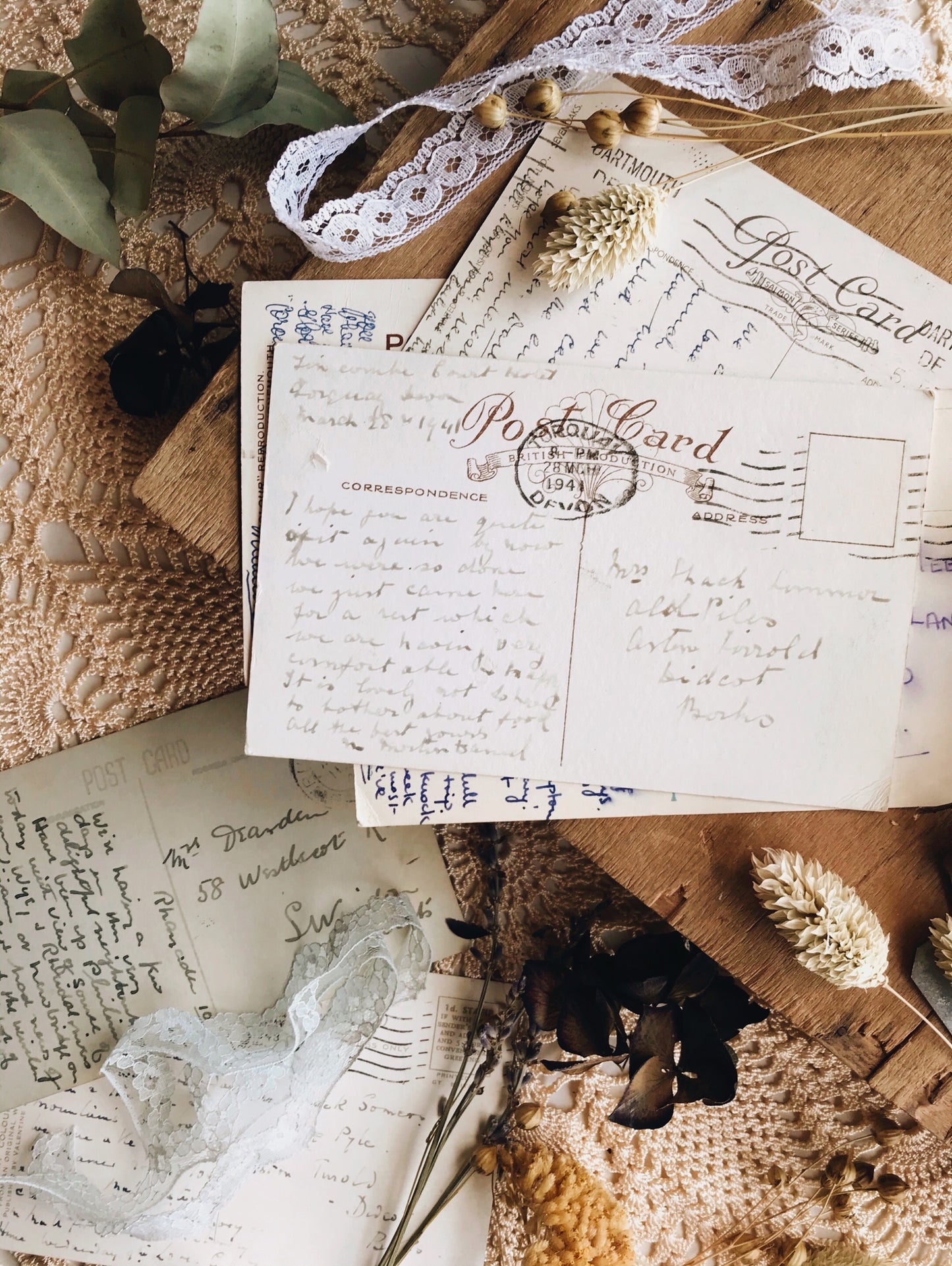 Vintage Bundle of Hand Written Postcards Dated From the 1940’s