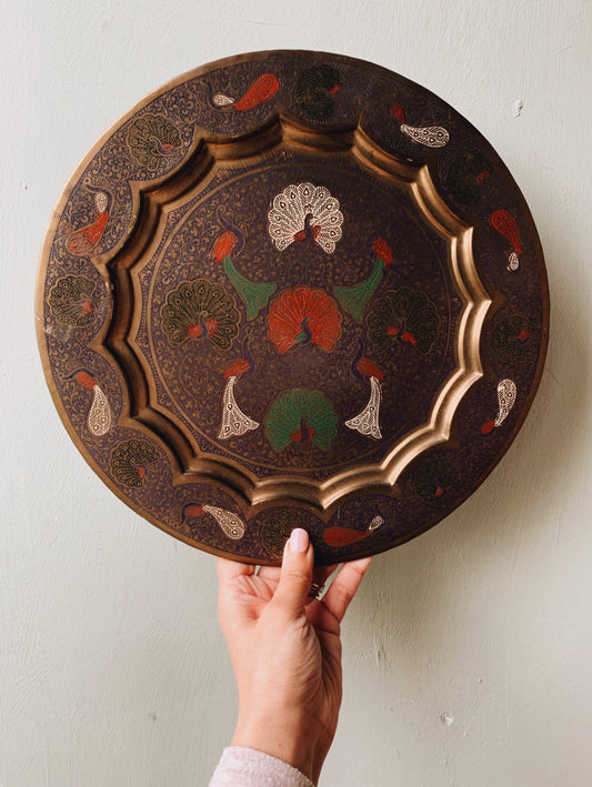 Vintage Peacock Brass Tray / Wall Motif (UK shipping only)