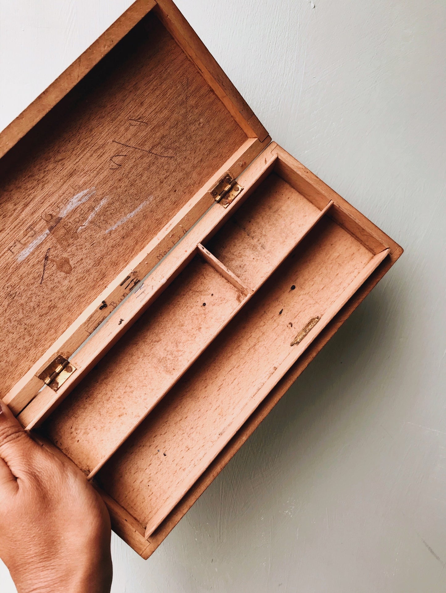 Vintage Wooden Rustic Pencil Case / Tray