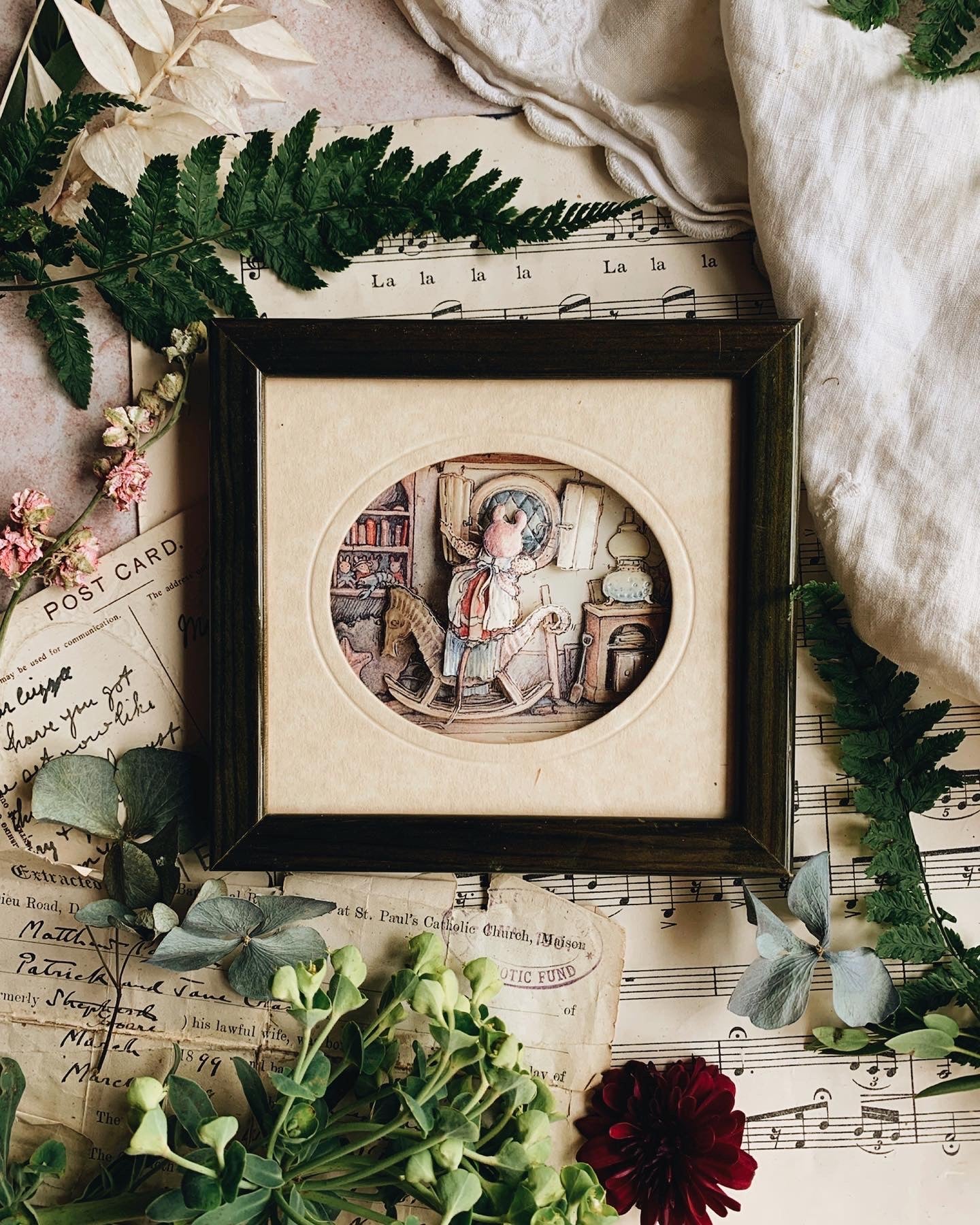 Vintage Mouse Narrative ~ 3D Decoupage Picture