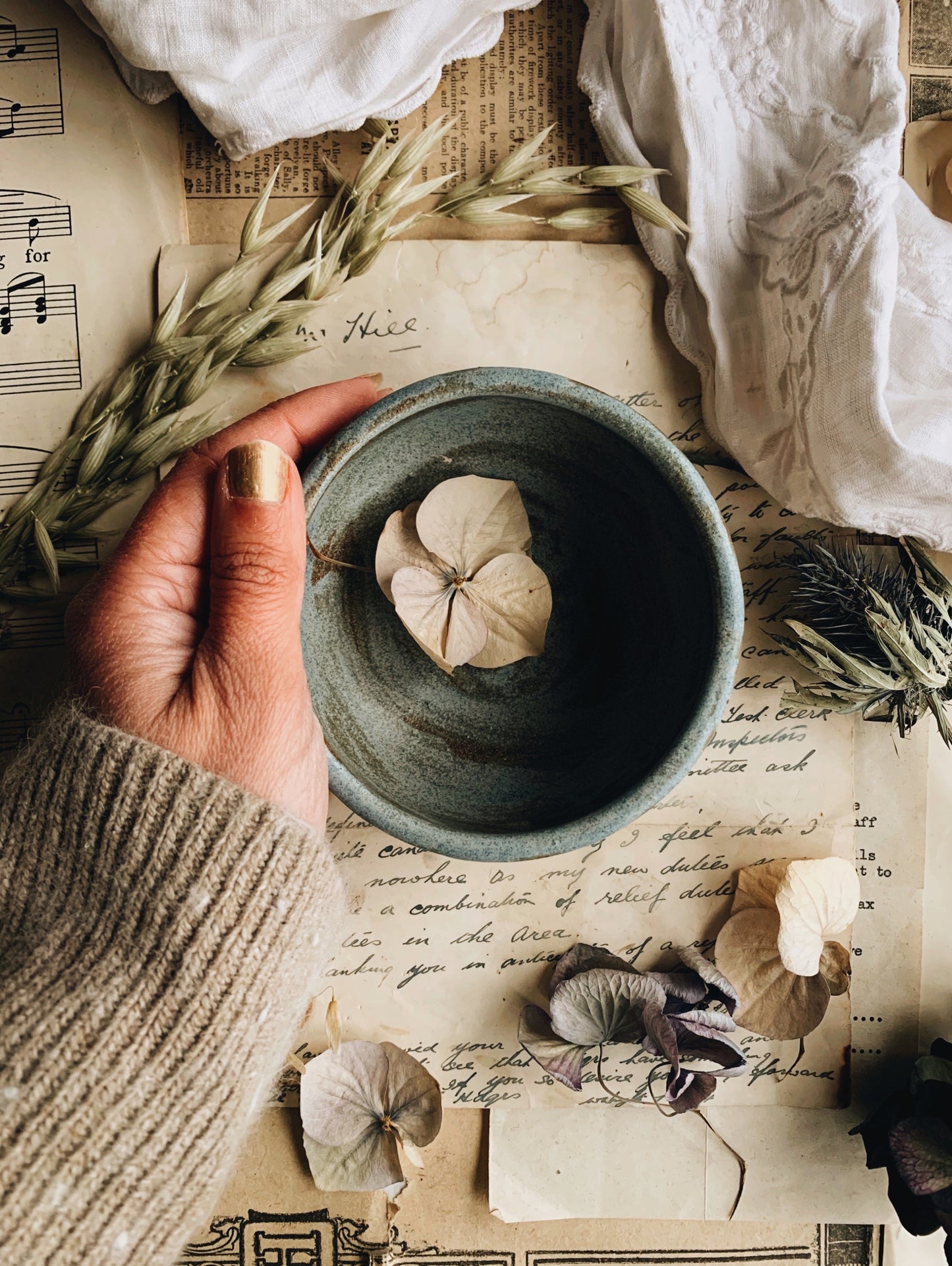 Rustic Hand~thrown Blue Drip Glaze Pot