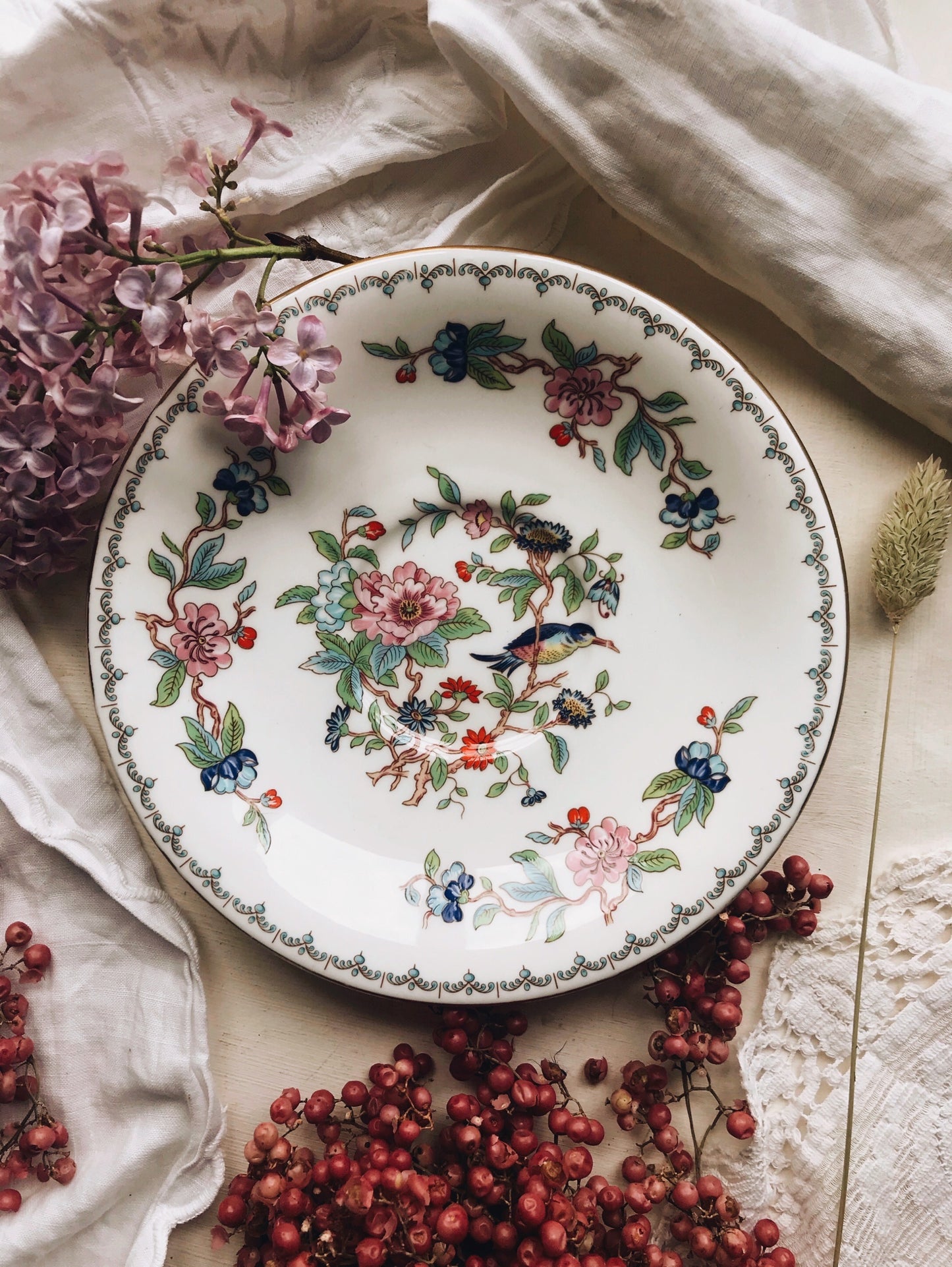 Vintage Aynsley Floral Bird Plate