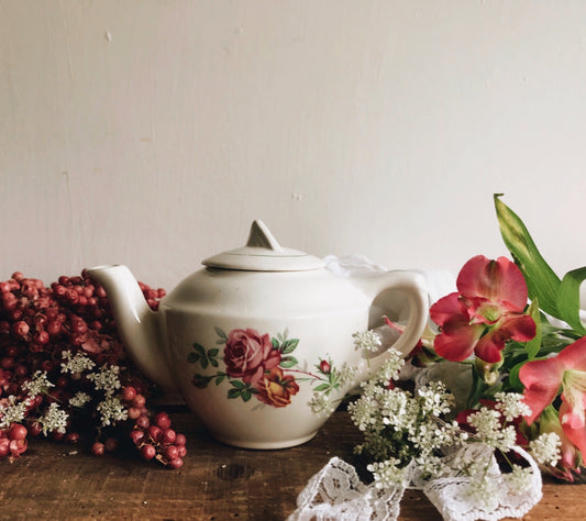 Small Antique 1930’s Rose Teapot