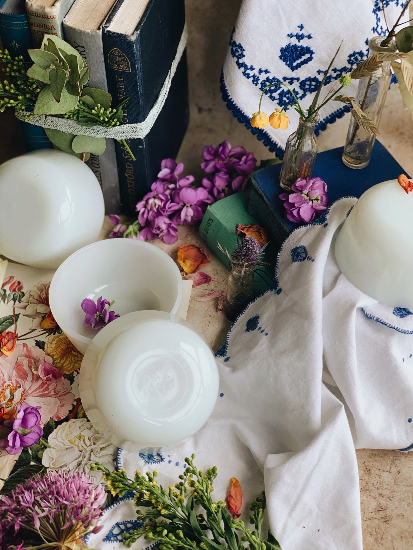 Vintage Anchor Hocking Milk Glass Dishes (four available sold separately)
