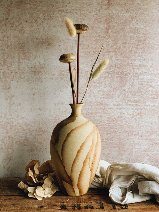 Rustic Hand~thrown Tiger Glaze Vase
