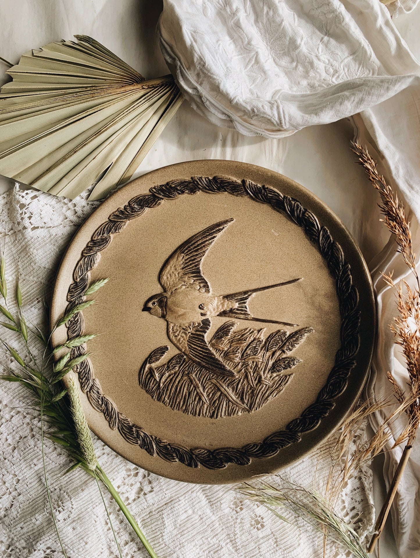 Vintage Swallow Relief Plate