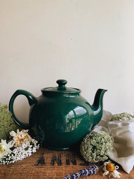 Vintage Green Ceramic Teapot