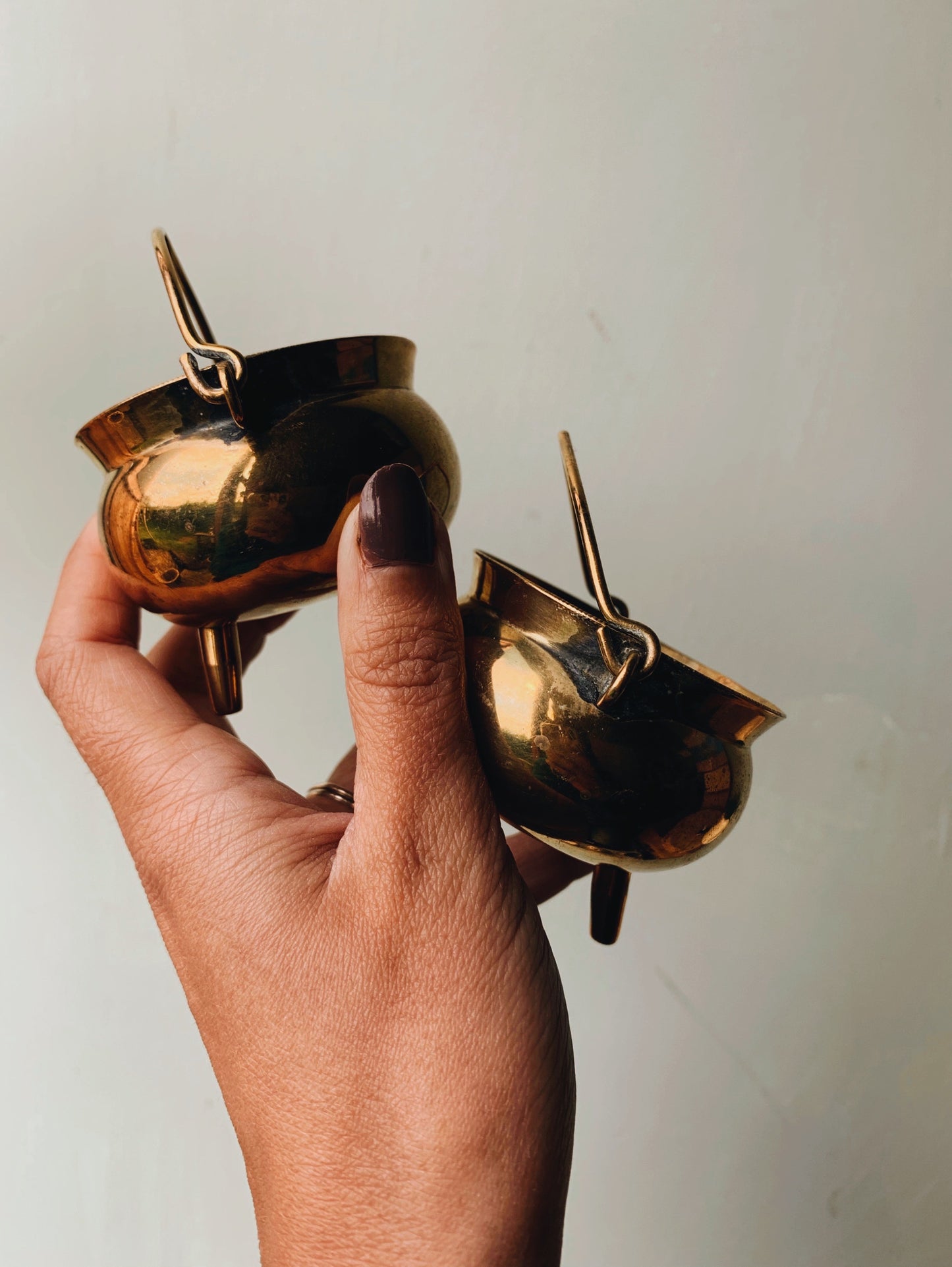 Two Brass Peerage Miniature Witches Cauldron