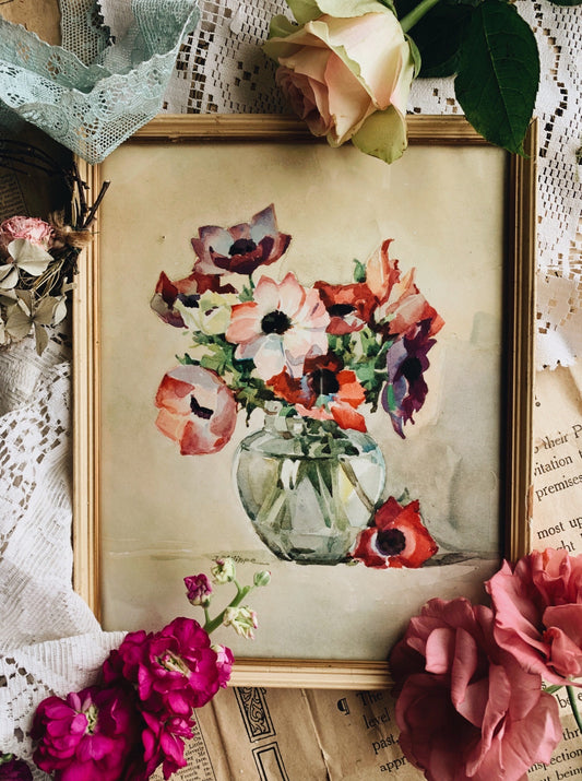 Vintage J.Philippe Floral Watercolour Painting