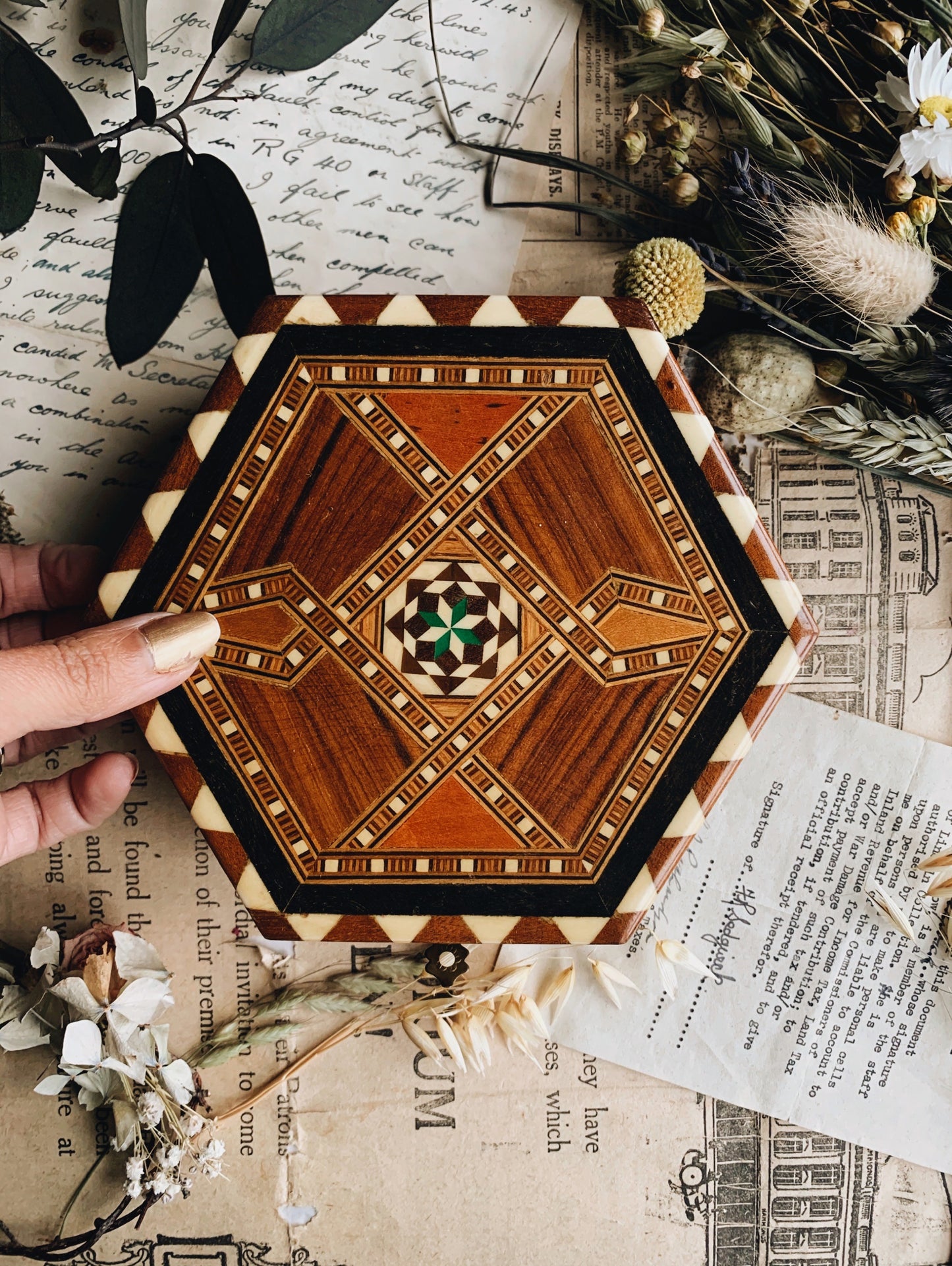 Vintage Wooden Parquet Decorative Box